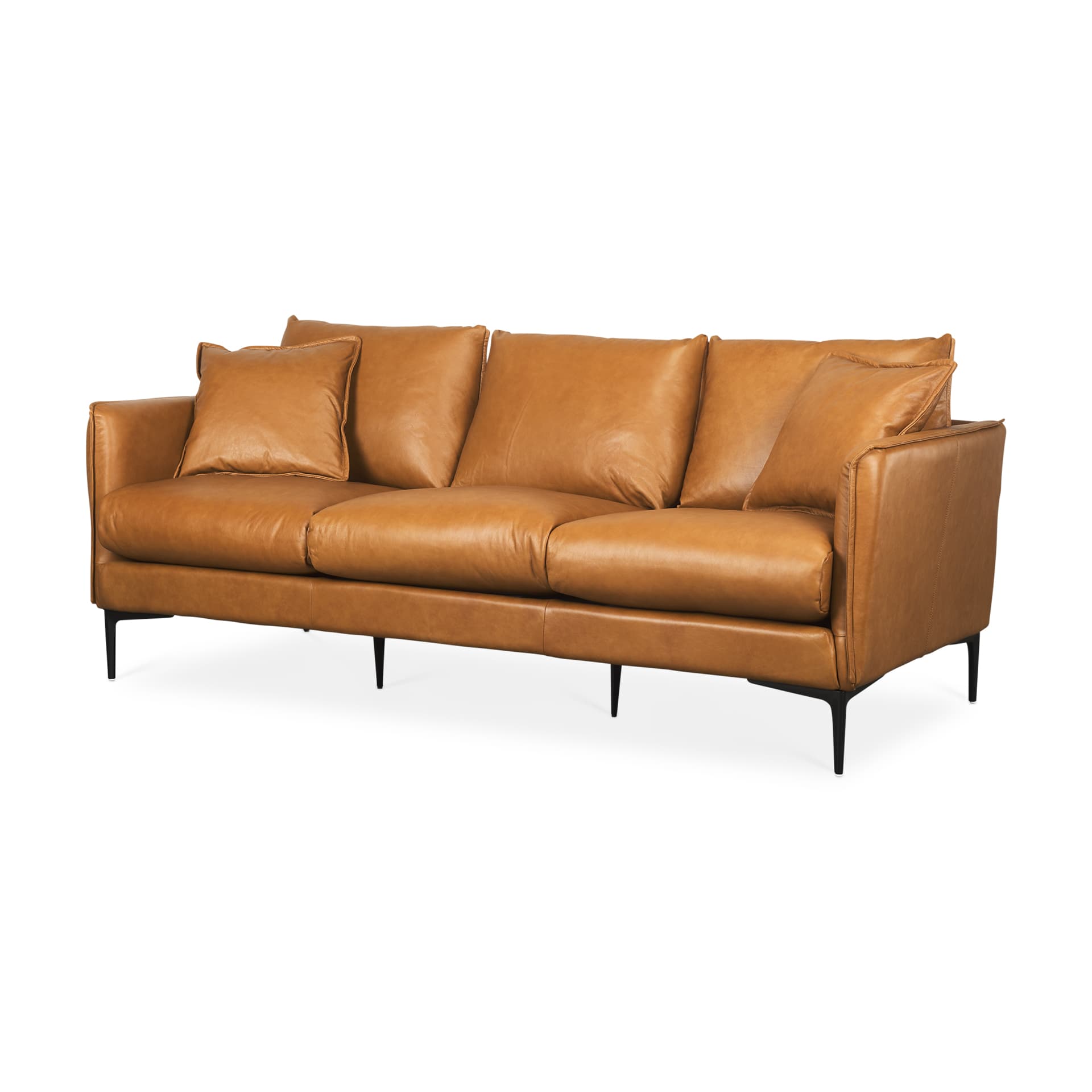 Lake Como 85.8W Tan Leather Three Seater Sofa — product photograph