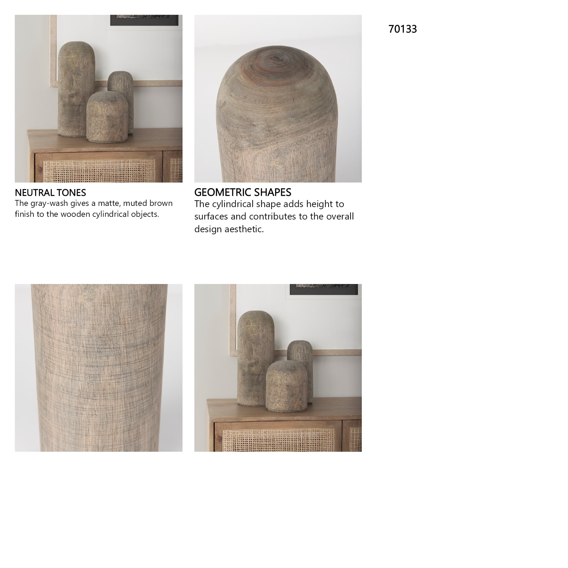 Knox Medium Gray-Wash Wood Decorative Object — in a styled room