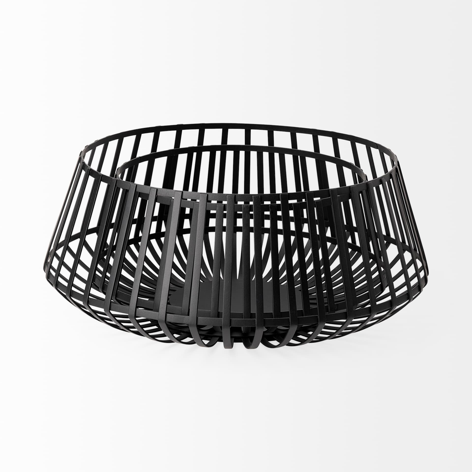 Emilio Set of 2 Black Metal Slated Bowls — product photograph