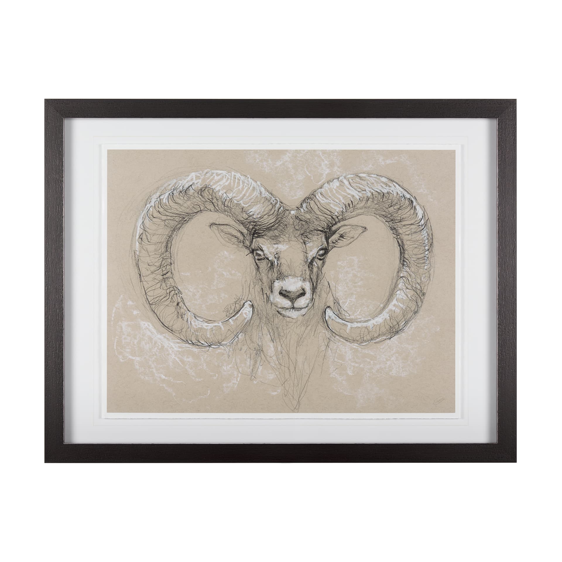 Sketch of animal I (Wild sheep) Mercana Studio Hand Embellished Framed Art Print Matted under Glass — product photograph