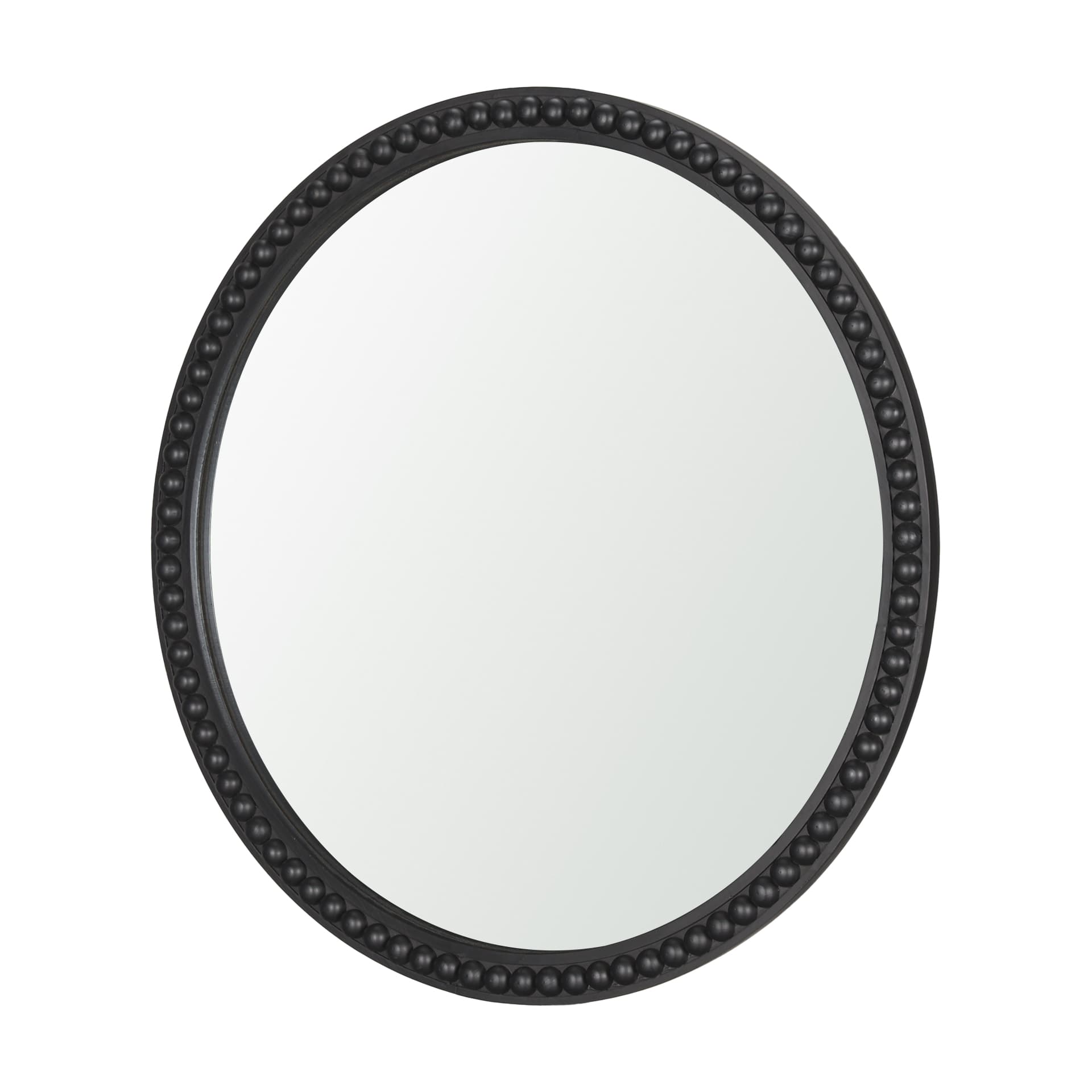 Roan Black Wood Beaded Wall Mirror — product photograph