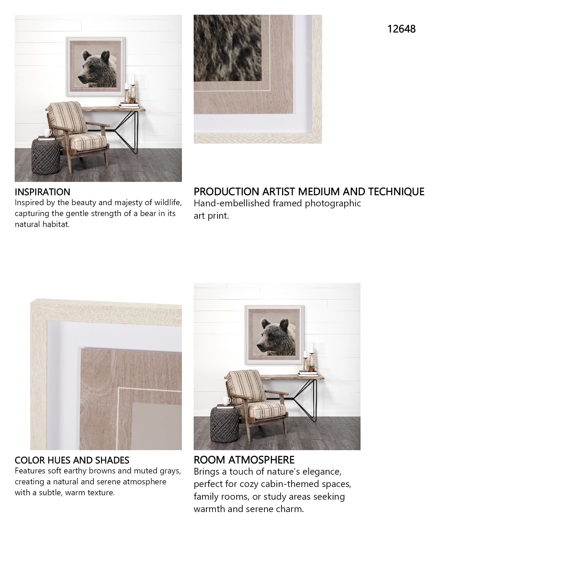 Bear Focus - Hush by Wink Gaines a Hand Embelished Textured Framed Art Photo Matted under Glass — in a styled room