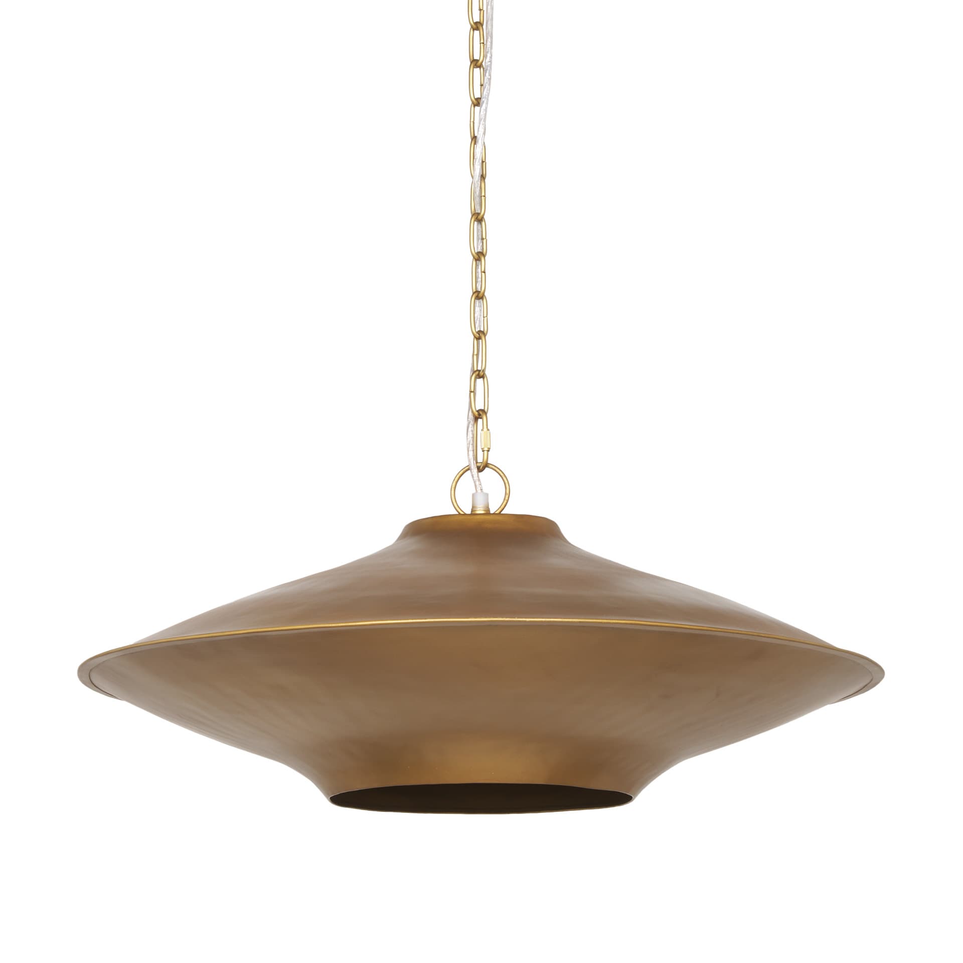 Titus 1-Light Brass Finished Metal Disc Pendant — product photograph