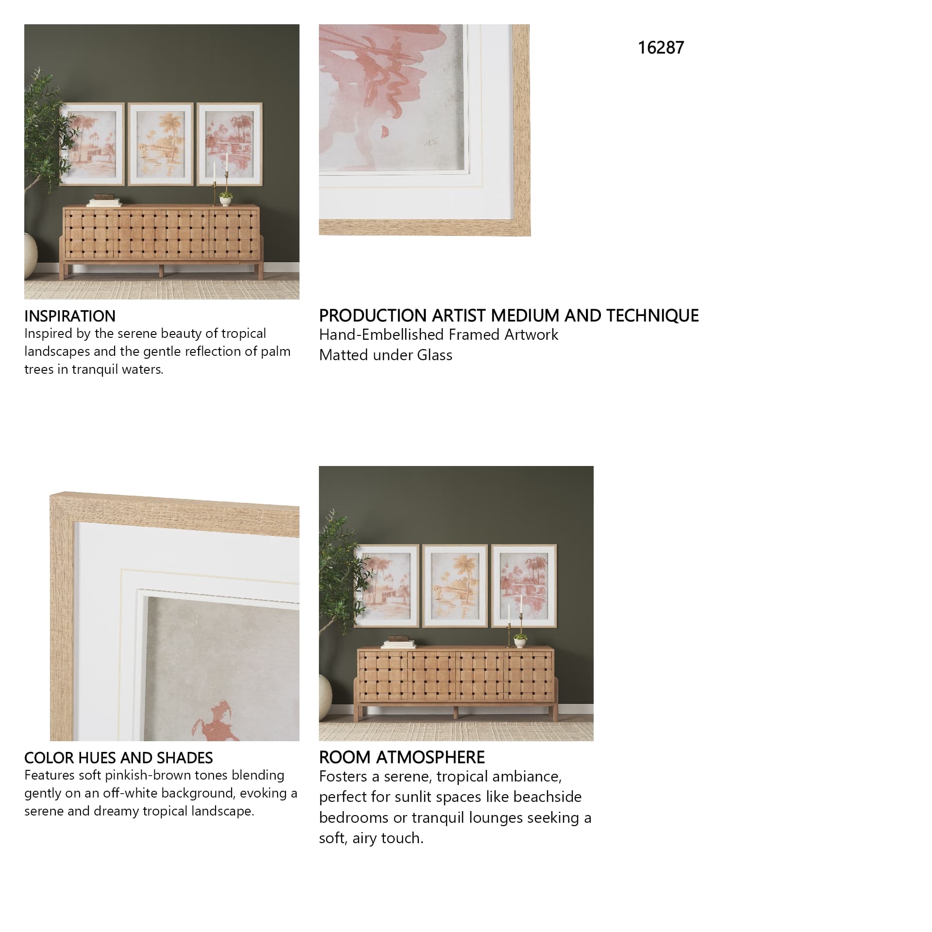 Palm Spring III by Mercana Studio Hand-Embellished Framed Artwork Matted under Glass — product photograph