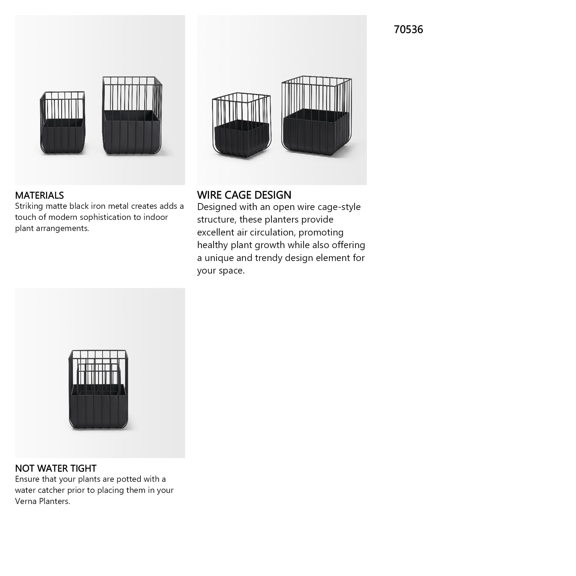 Verna Matte Black Wire Cage Metal Planters (Set of 2) — in a styled room