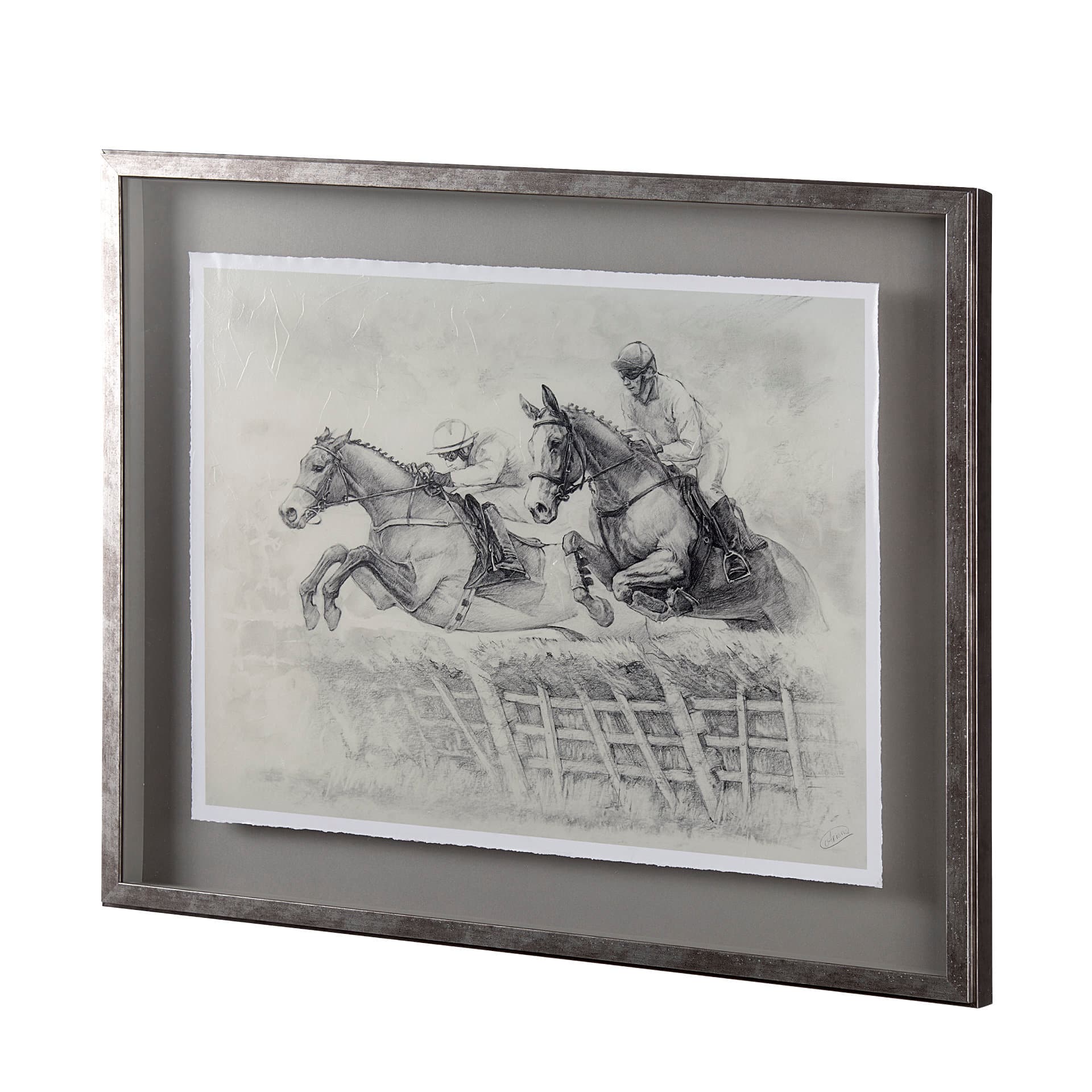 Horse Racing II by Mercana Studio a Hand Embellished Textured Framed Art Print Matted under Glass — product photograph