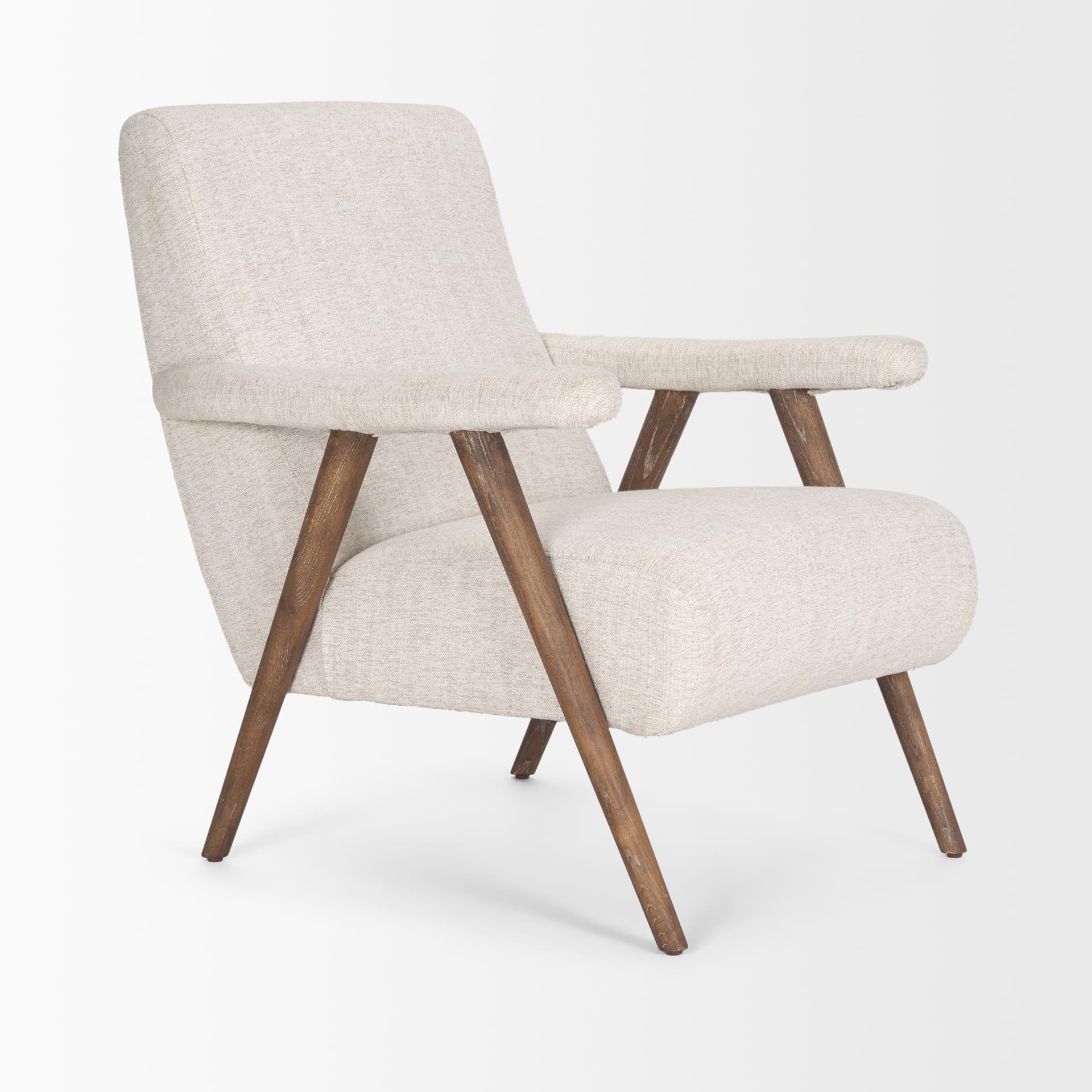 Nico Oatmeal Upholstered w/ Brown Wood Accent Chair — product photograph