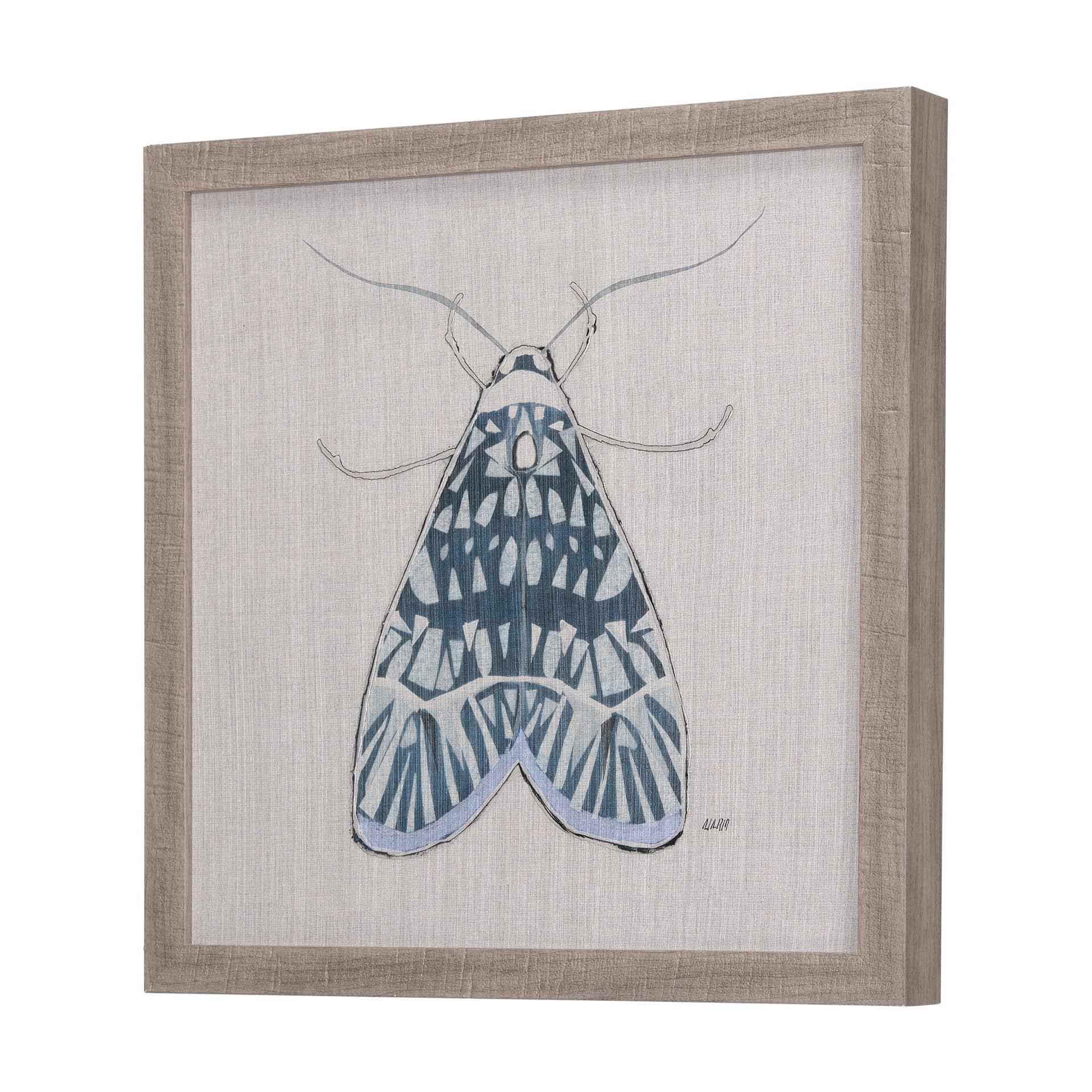 Moth Blue I by Mercana Studio a Hand Embellished Textured Framed Art Print — product photograph