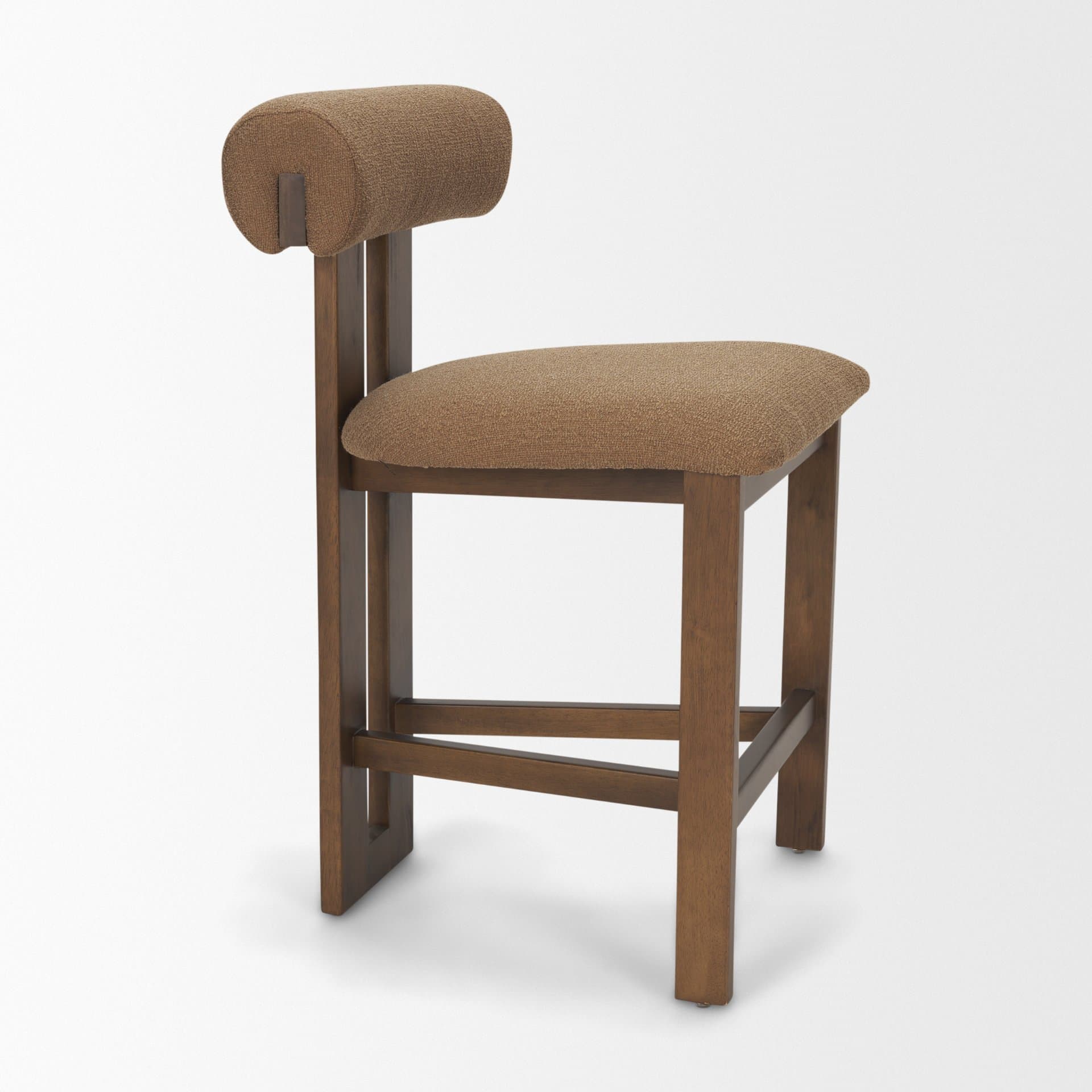 Tribeca Open Back 36.5in Seat Counter Stool | Mocha Fabric w/ Wood — product photograph