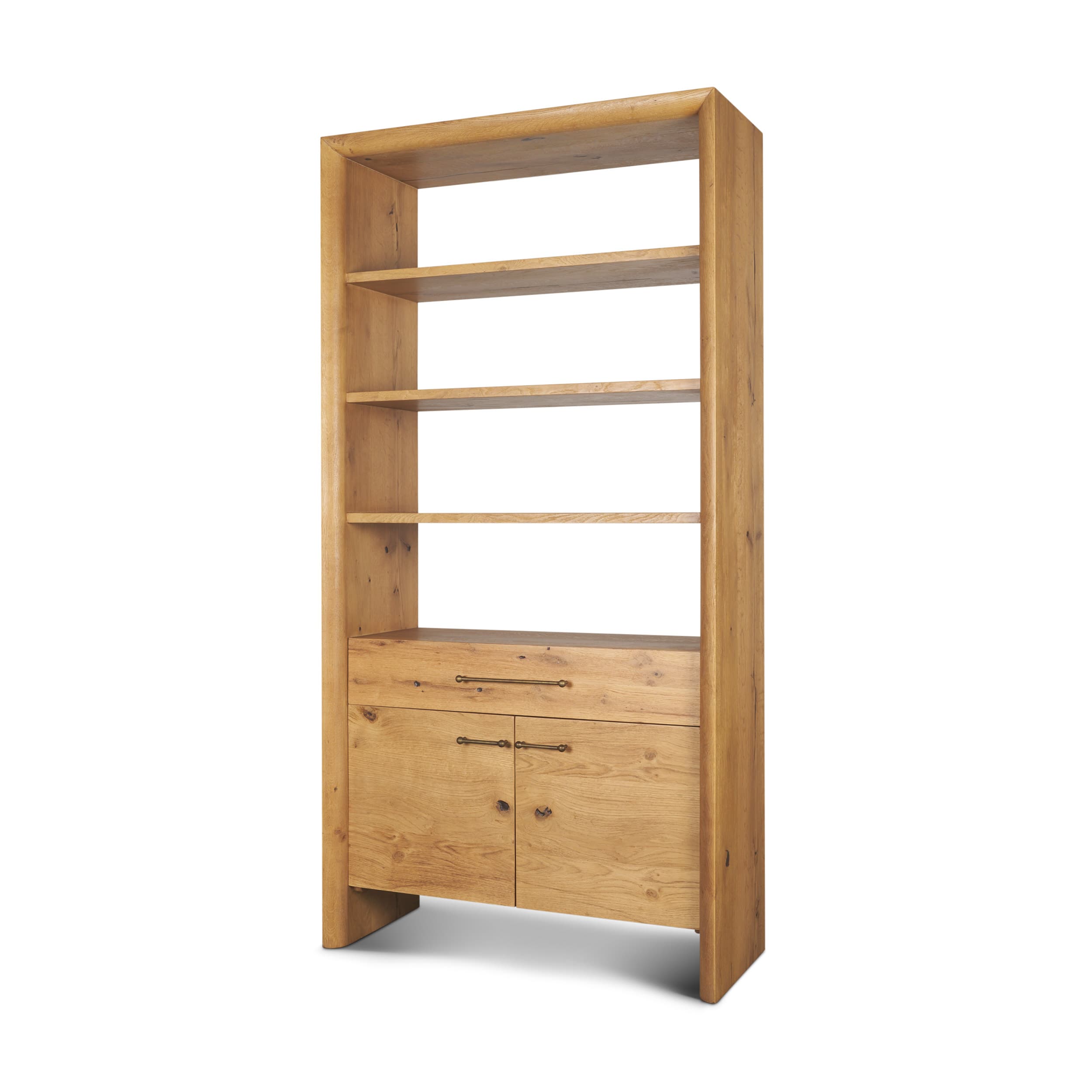 Belford 2-Door Open Light Brown Oak Wood Shelving Unit — product photograph