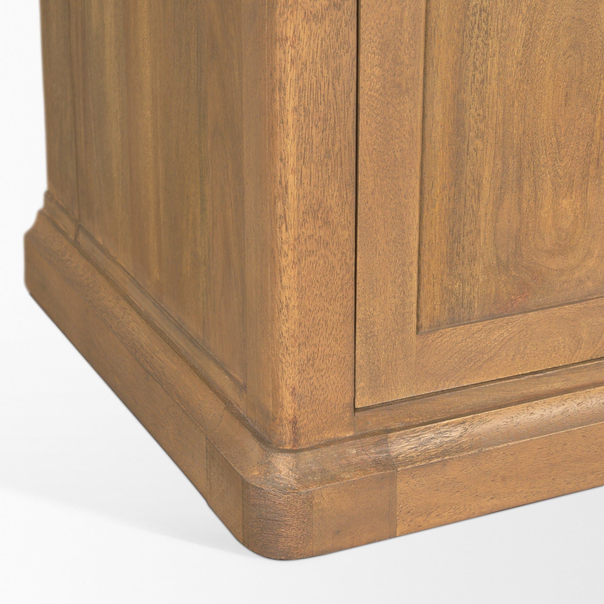 Baron 4-Door Light Brown Wood w/ Gunmetal Open Shelving Unit — product photograph