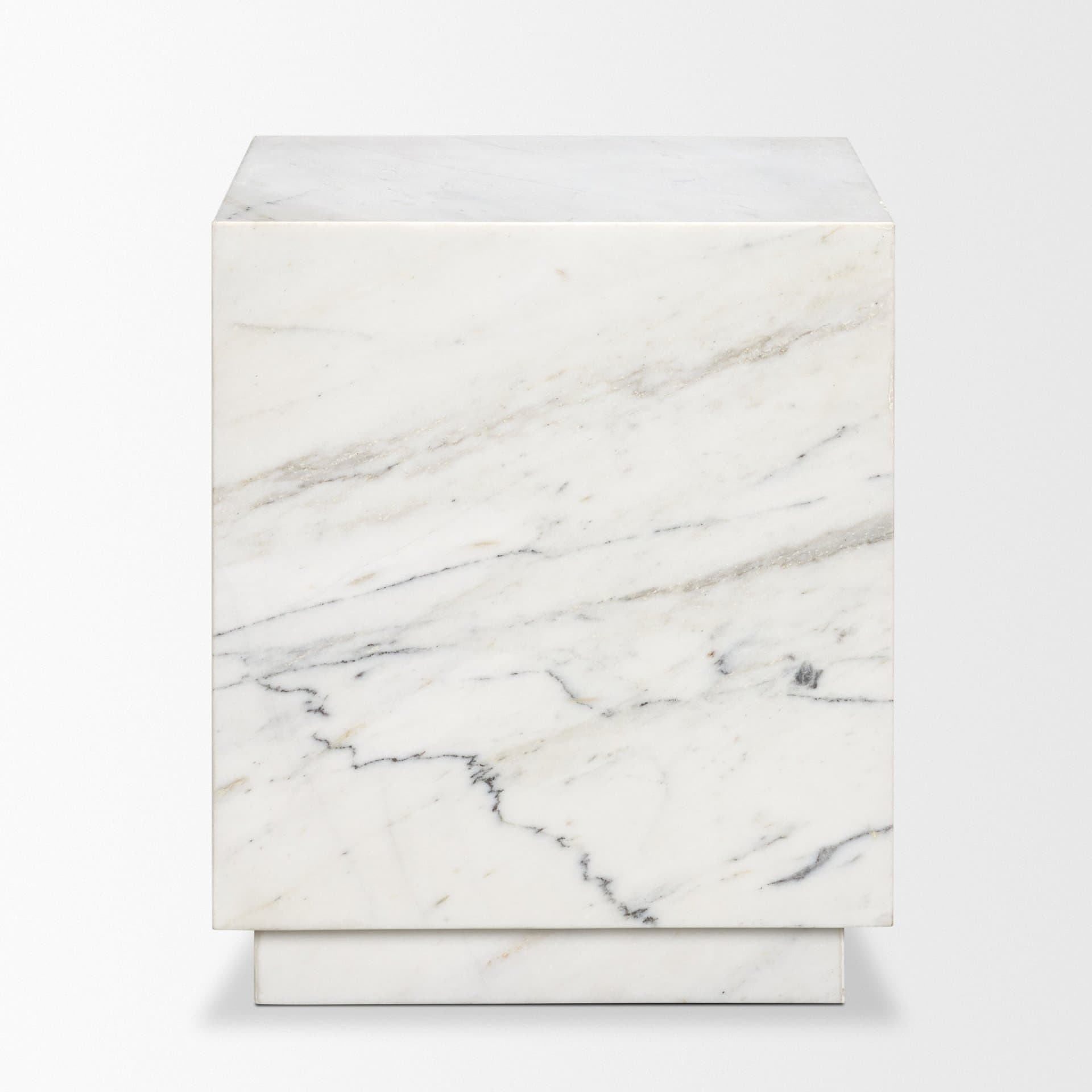 Matteo Solid White Marble Square Side Table — product photograph