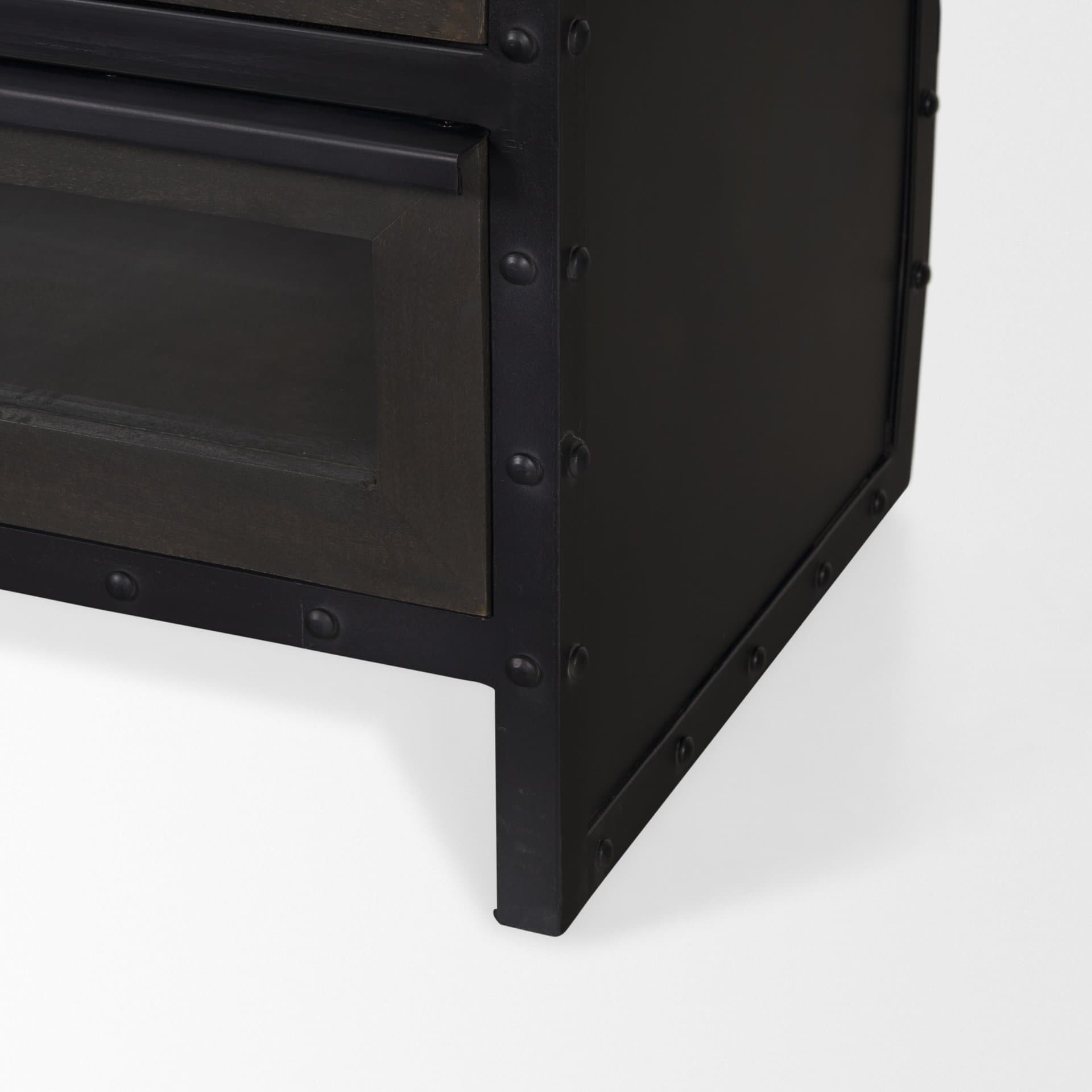 Gehry I 62.3x16.5 Black Metal Frame w/Wood Accent 4 Cabinet Door Two Drawer Sideboard — product photograph