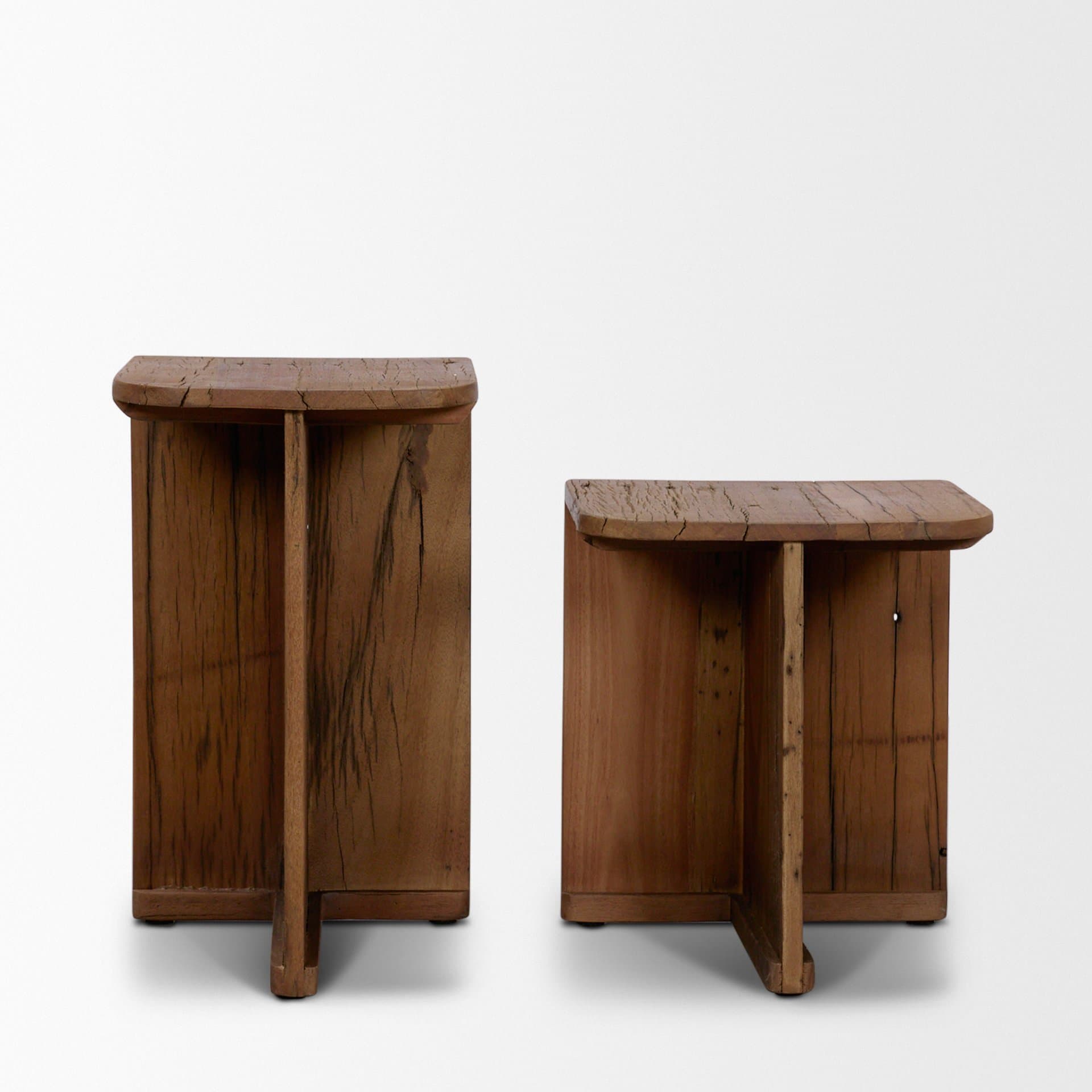 Lucan Mid-Dark Brown Reclaimed Wood Side Tables — product photograph