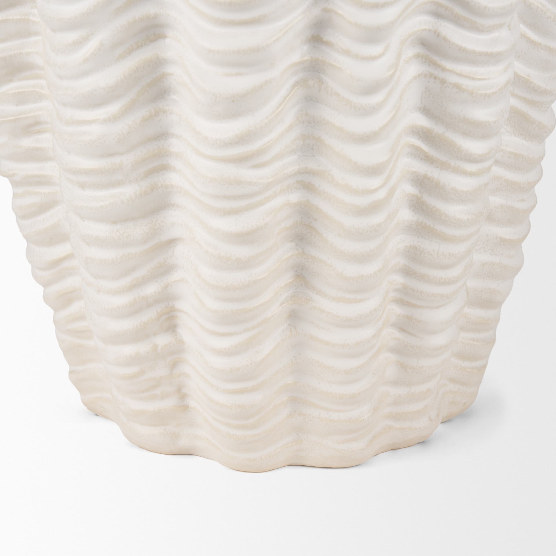 Velia Tall Seashell Sculptural Cream Glazed Ceramic Vase — product photograph