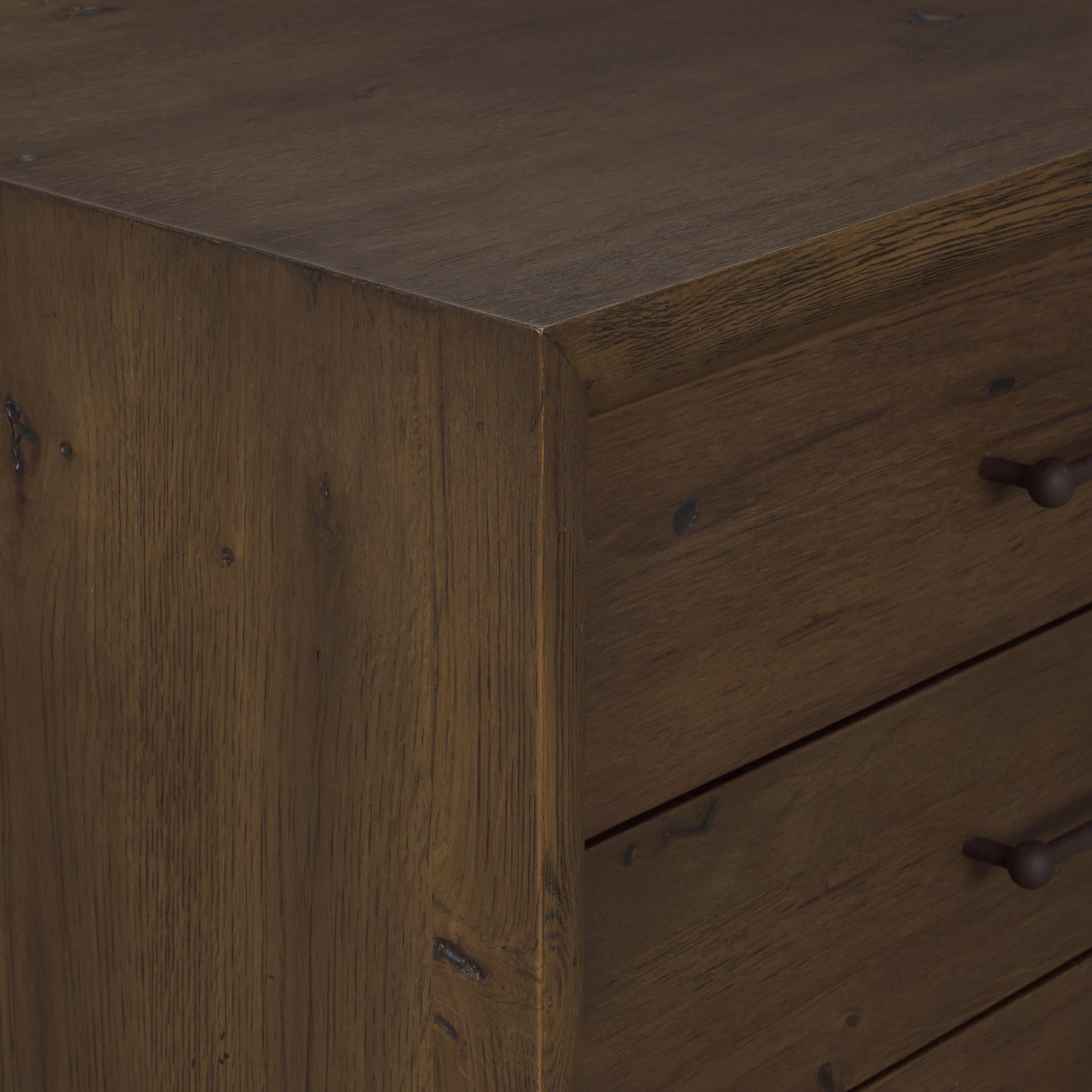 Belford 3-Drawer Dark Brown Oak Wood Closed Nightstand — product photograph