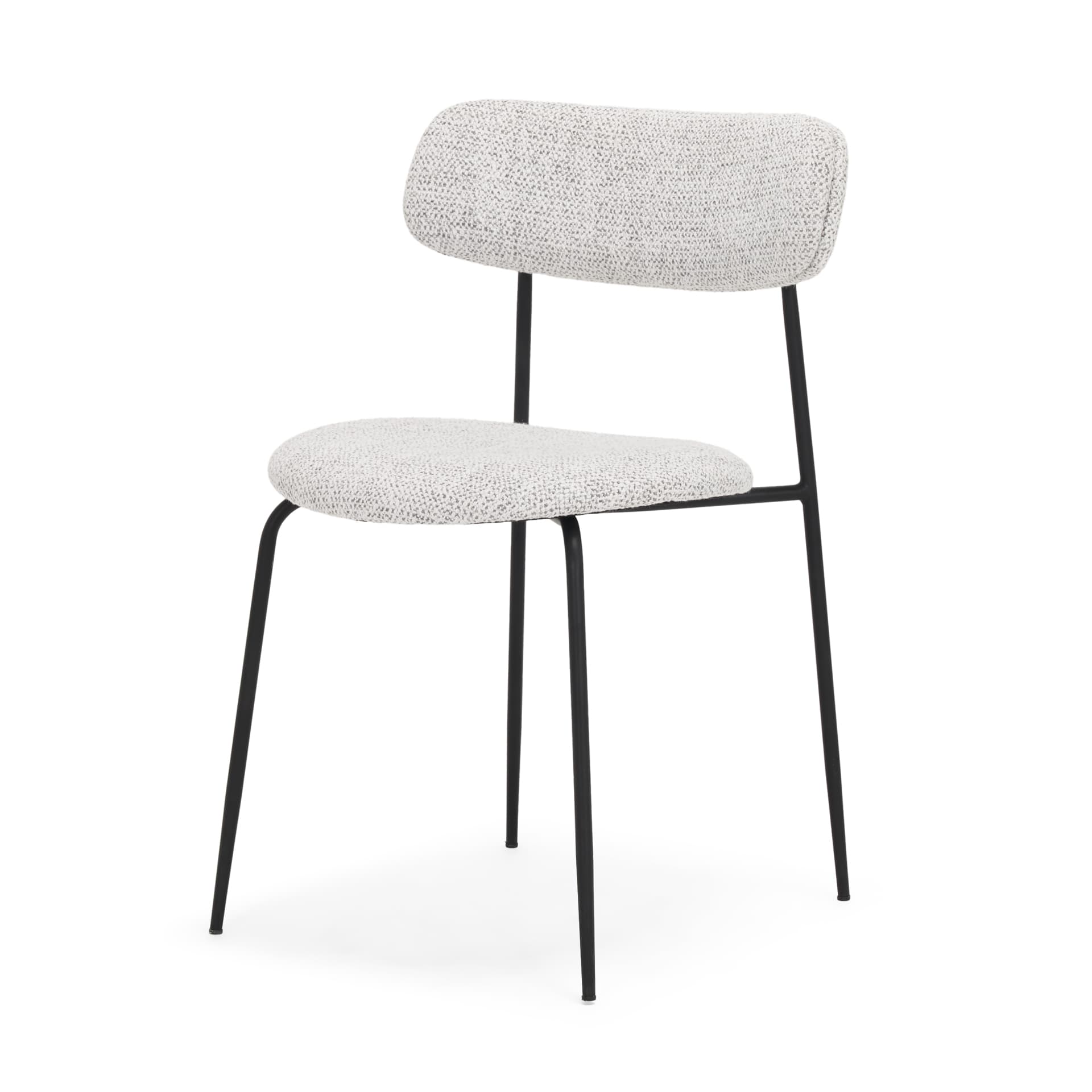Casey Curved Back Dining Side Chair | Gray Fabric w/ Black Metal — product photograph