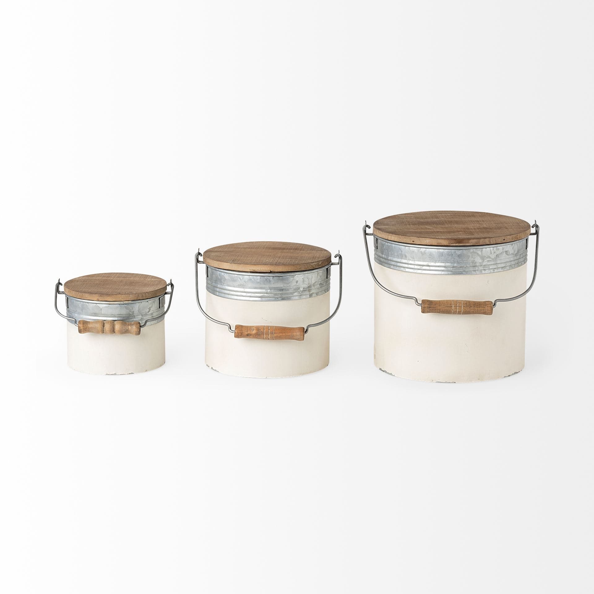 Alani (Set of 3) White Metal Storage Boxes — product photograph