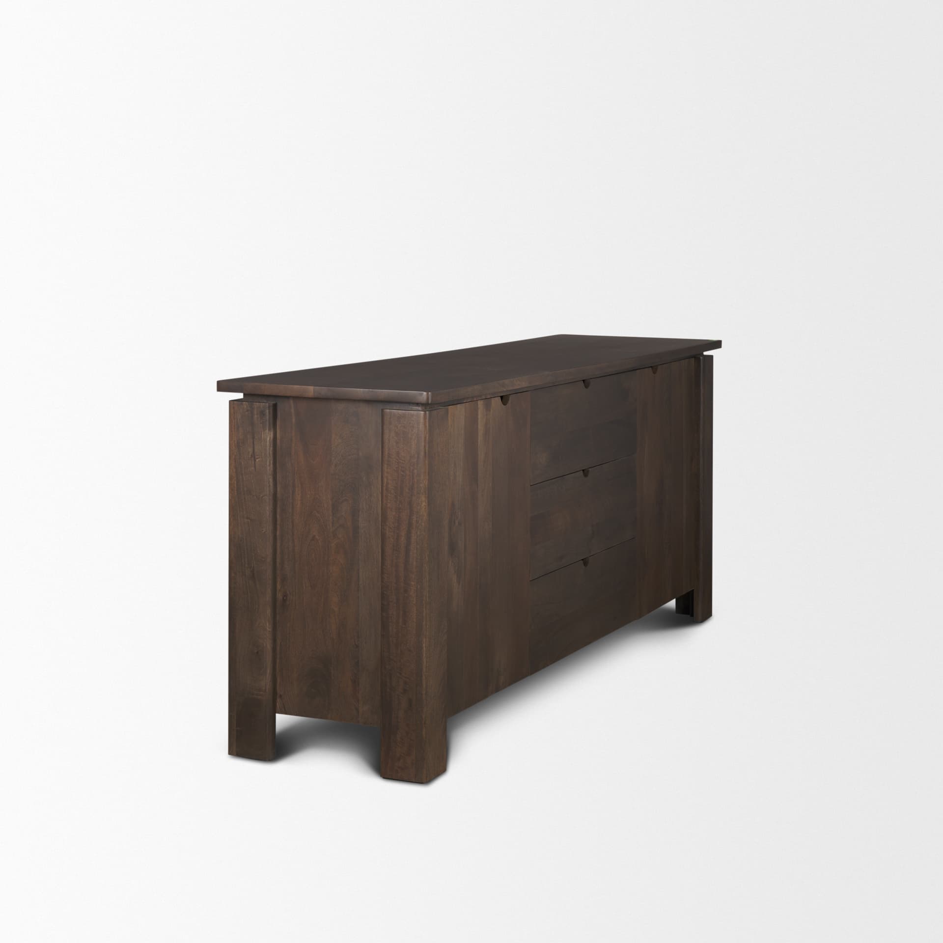 Wallen 2 Door Solid Dark Brown Wood w/ 3 Drawers Sideboard — product photograph