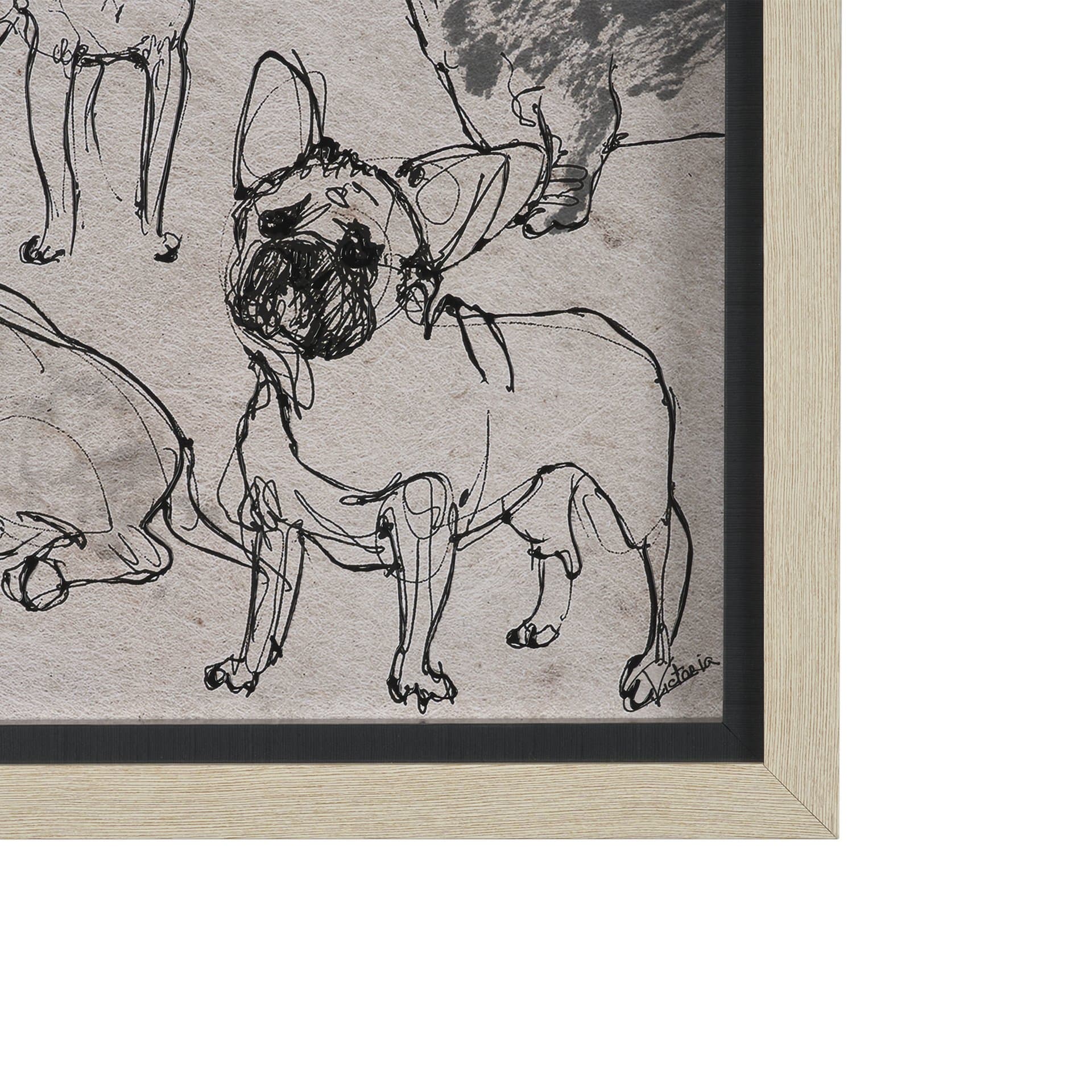 Dog Sketches II by Mercana Studio Hand Embelished Framed Artwork Matted under Glass — product photograph