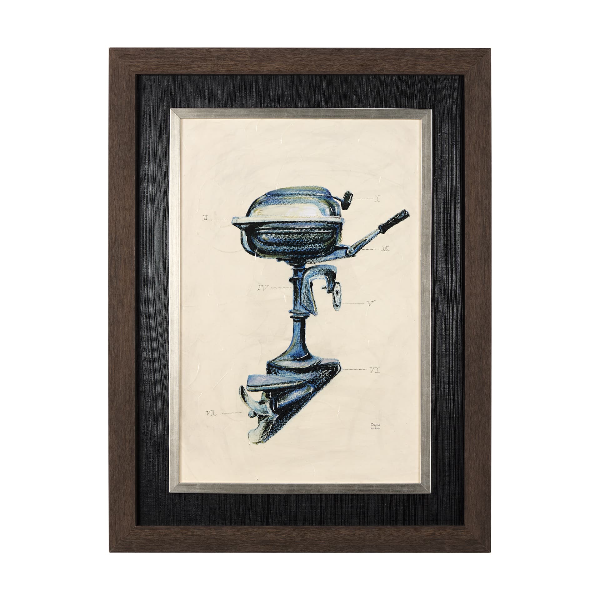Vintage Motor II by Mercana Studio a Hand Embellished Textured Framed Art Print — product photograph