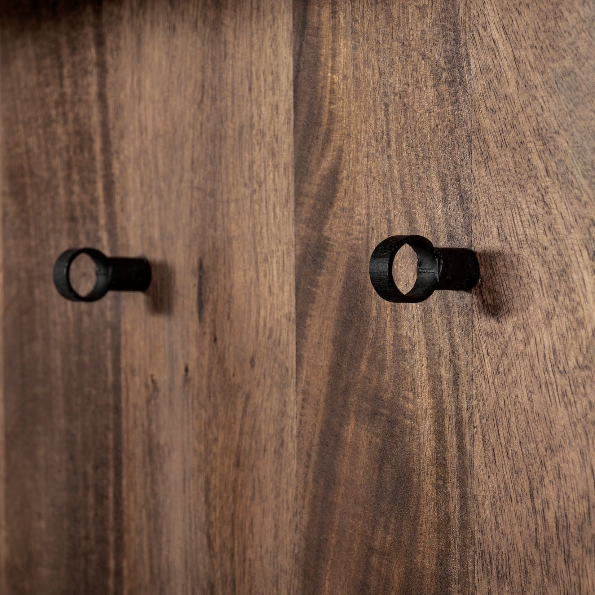 Glenn V 56L x 17W Dark Brown Wood w/ Cream Fabric Seat, 3 Drawers Hall Tree — product photograph