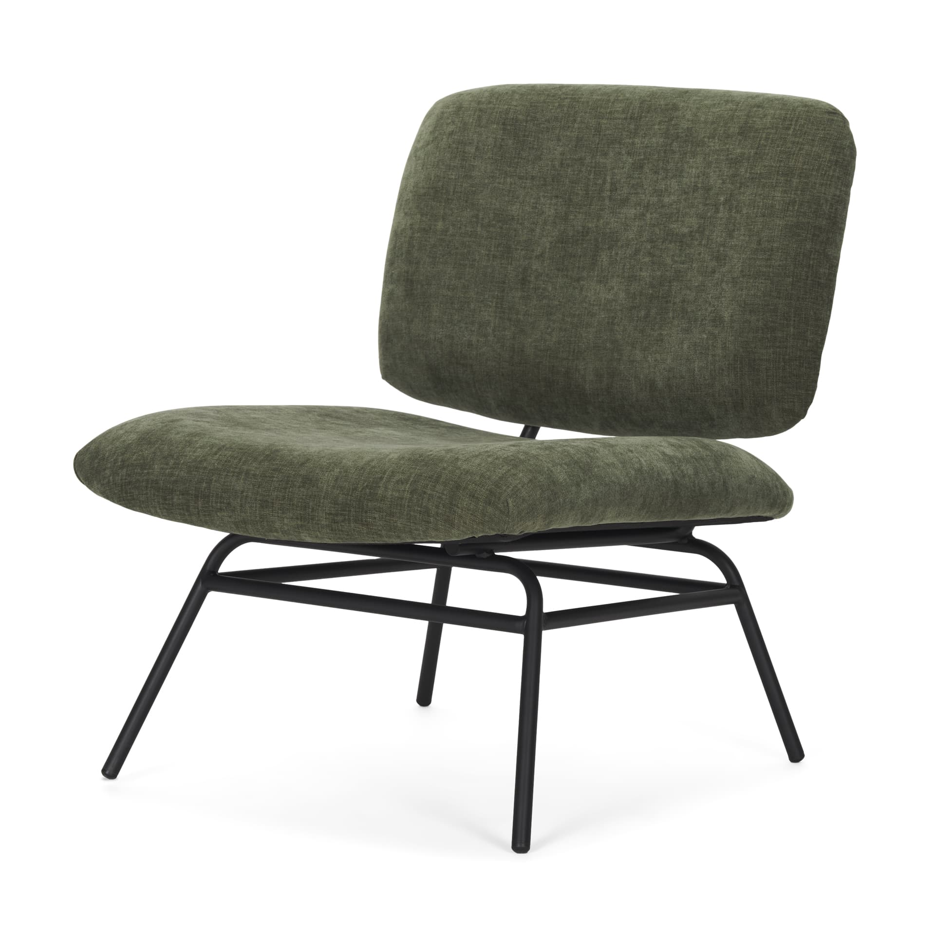 Nora Forest Green Fabric w/ Matte Black Metal Legs Accent Chair — product photograph