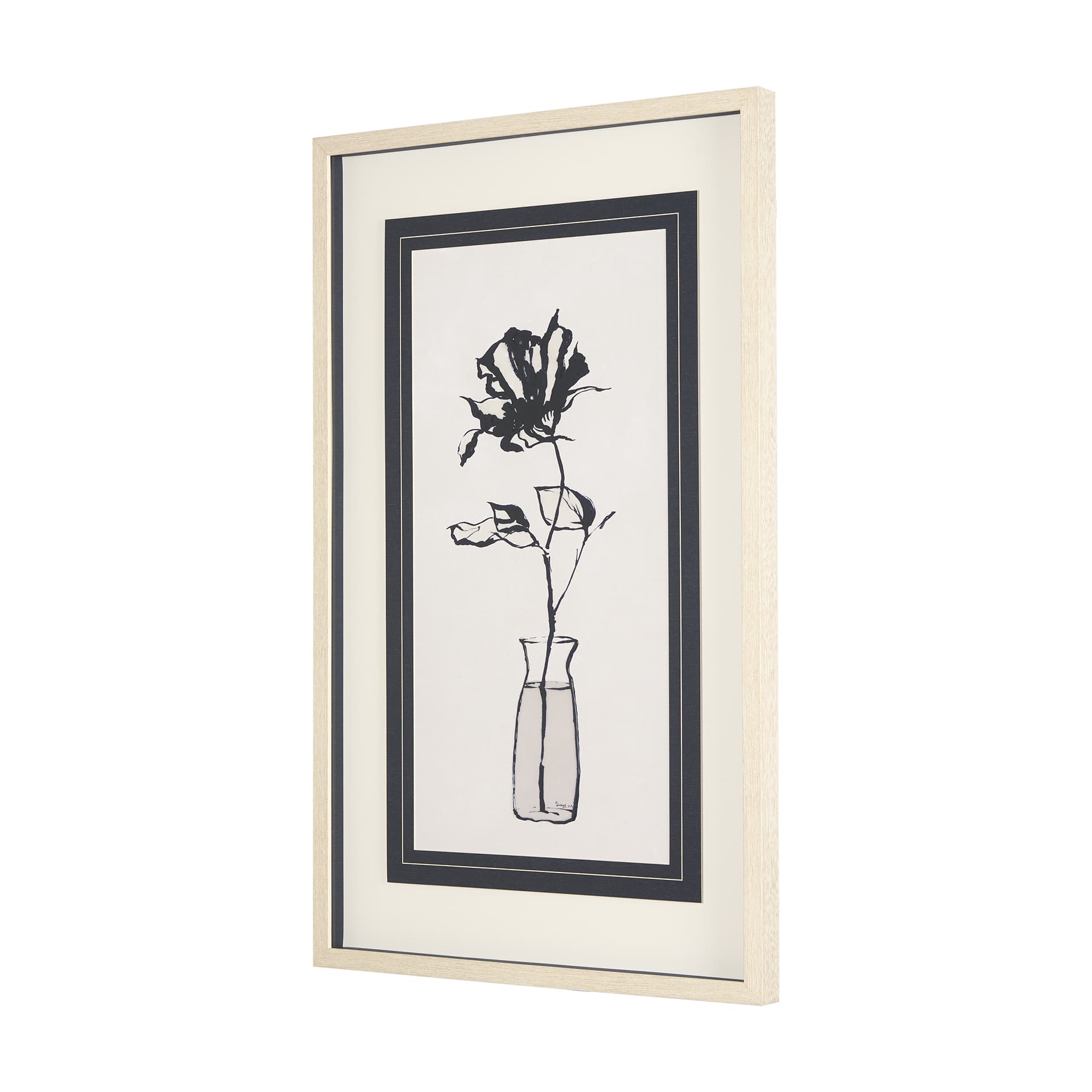 Sapphire Vase II by Mercana Studio a Hand Embellished Textured Framed Art Print Matted under Glass — product photograph