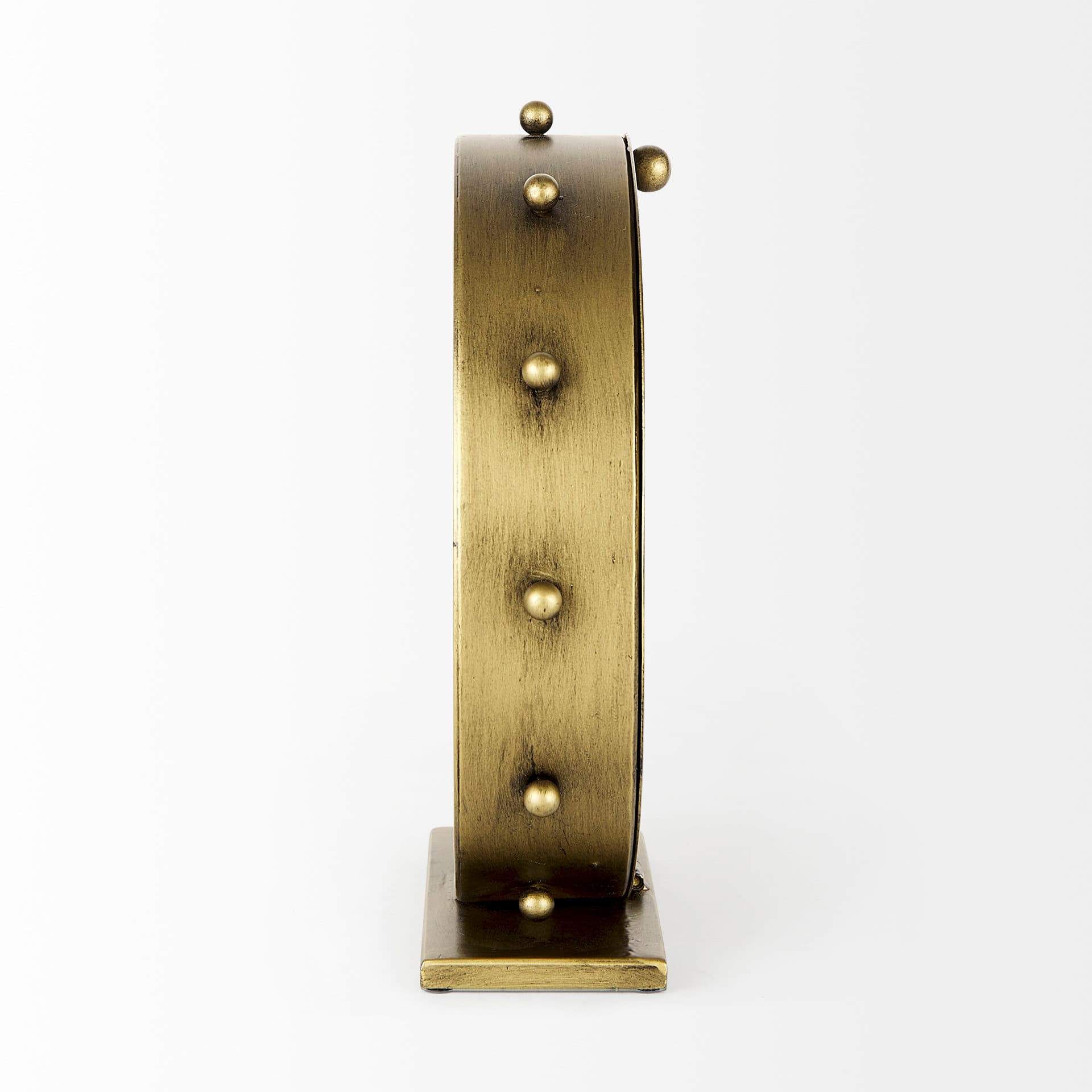 Marian 11.0L x 3.1W x 11.0H Gold Metal W/Studs Round Table Clock — product photograph