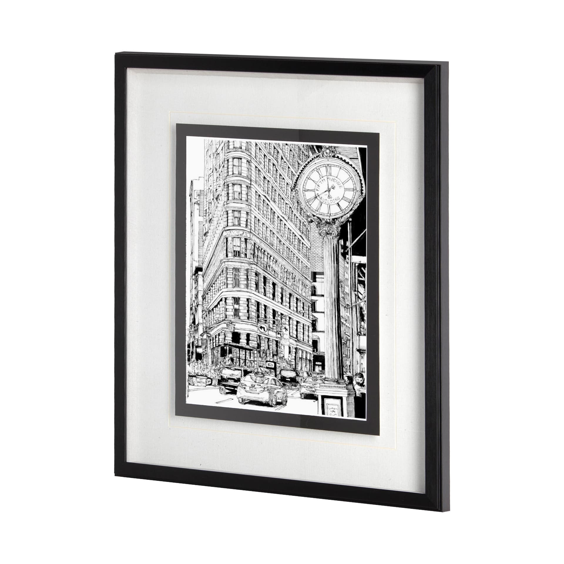 B&W City Scene VII by Melissa Wang a Hand Embellished Textured Framed Art Print Matted under Glass — product photograph