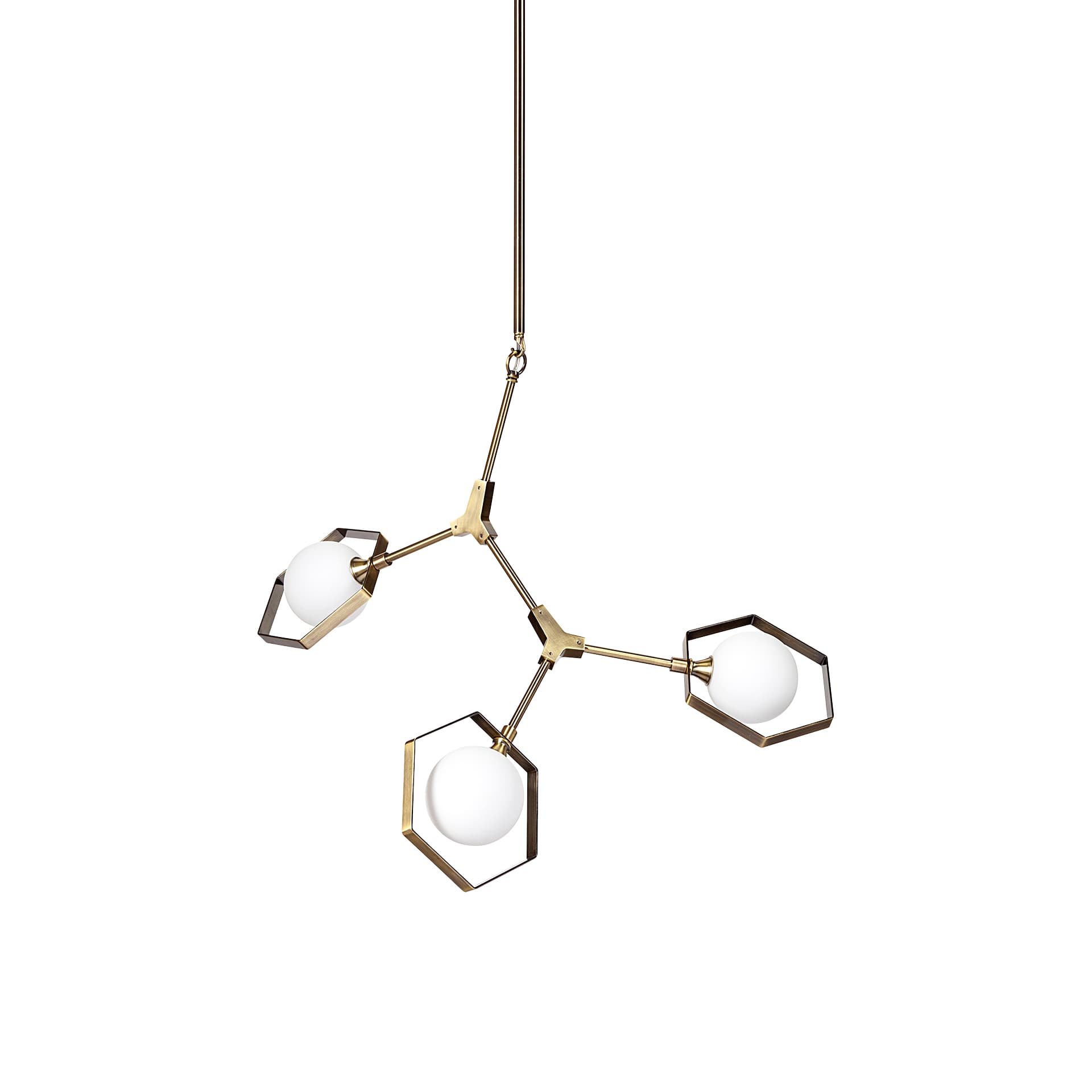 Desousa II (33.9"L x 8.8"W x 28"H) Champagne Metal Multi-Arm Three Light Chandelier — product photograph