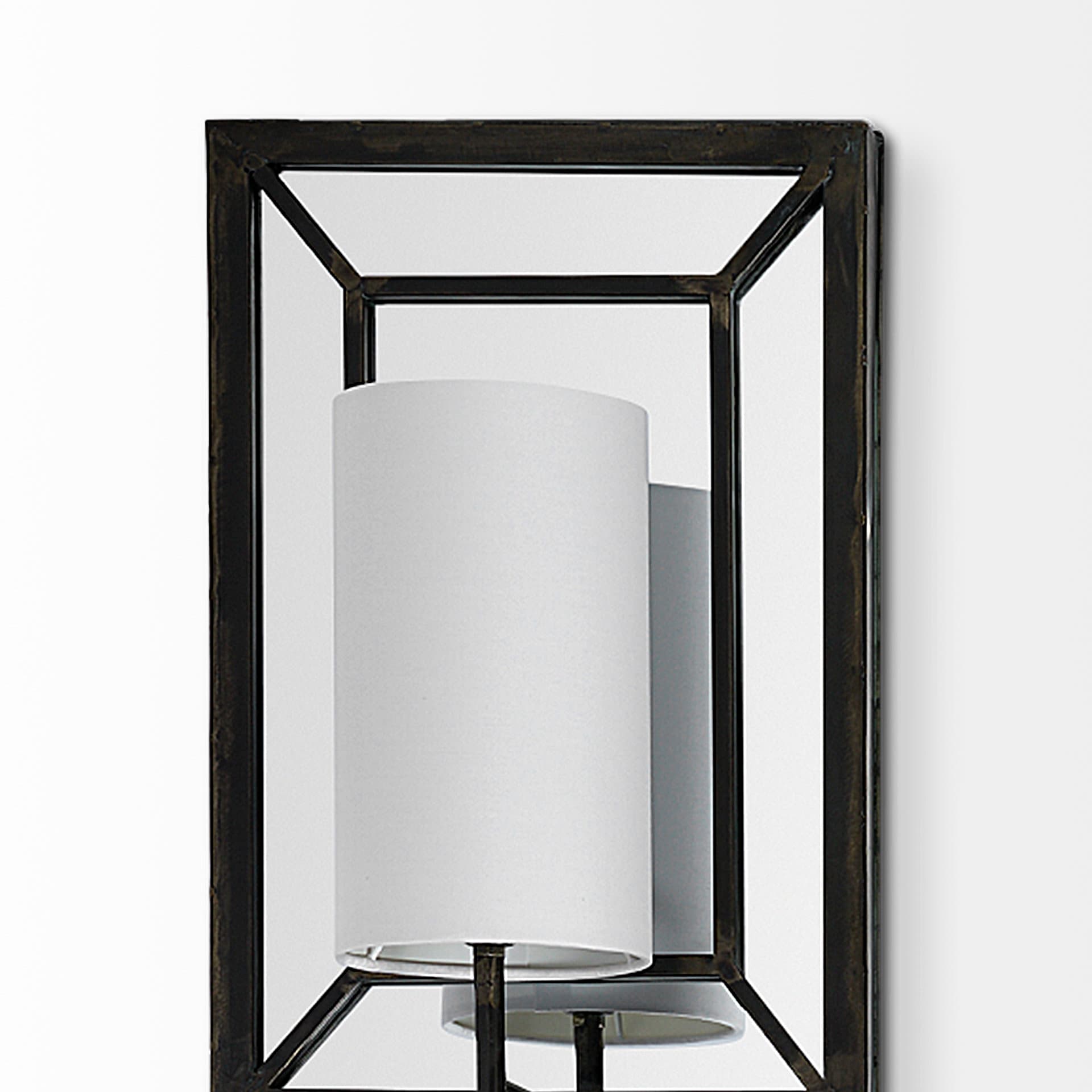 Noah 12.2x55 Black Metal w/White Fabric Shade Rectangular Wall Sconce — product photograph
