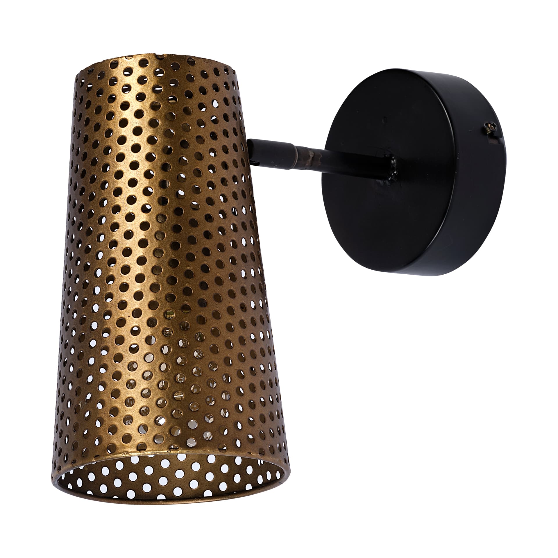 Wesley I 11x10.2 Gold Toned Perforated Metal Cone Wall Sconce — product photograph