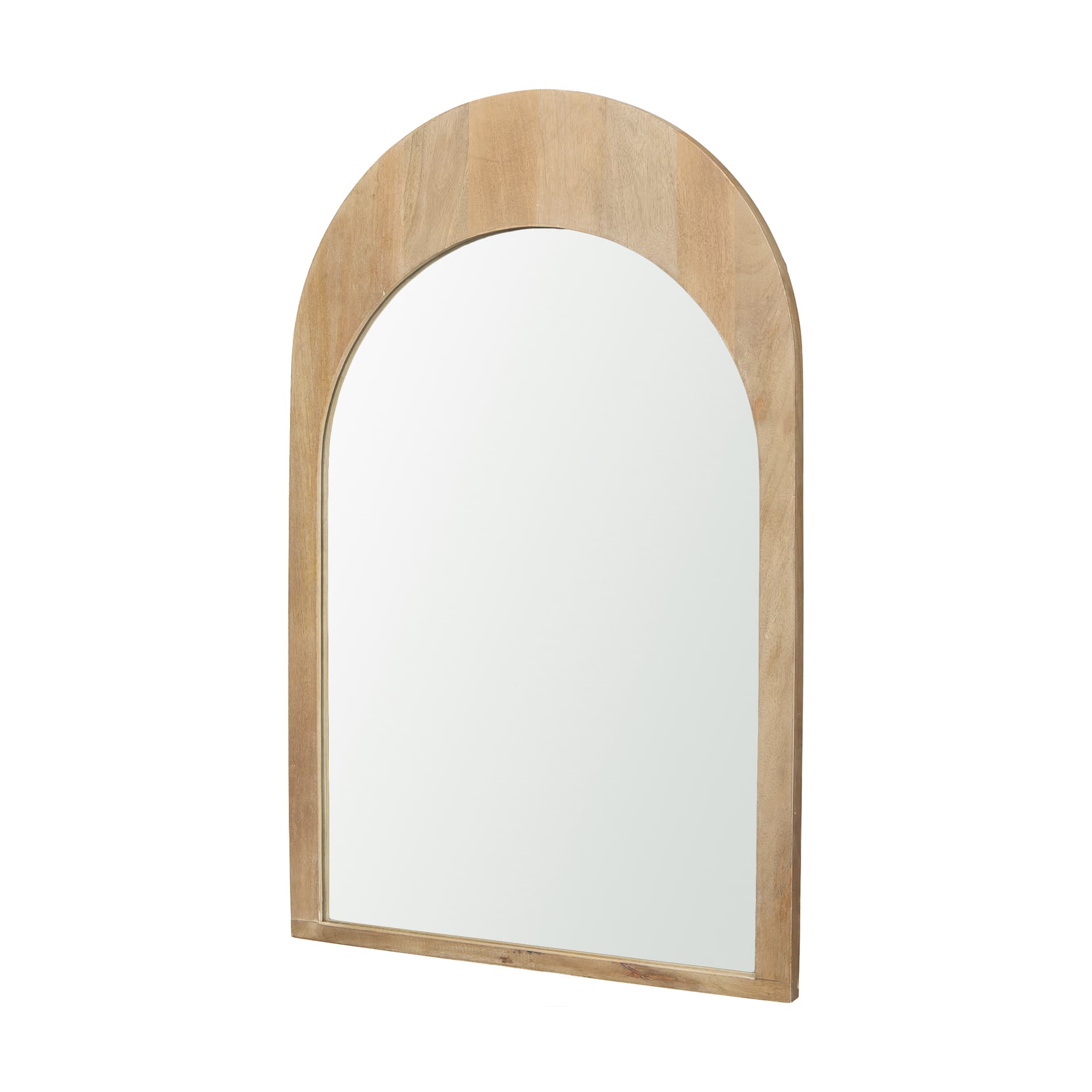 Celeste Light Brown Wood Arched Mirror — product photograph