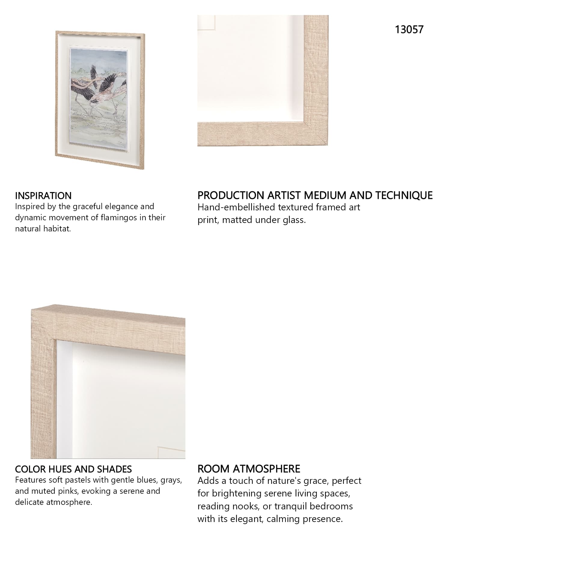 Flamingo II by Mercana Studio a Hand Embellished Textured Framed Art Print Matted under Glass — in a styled room