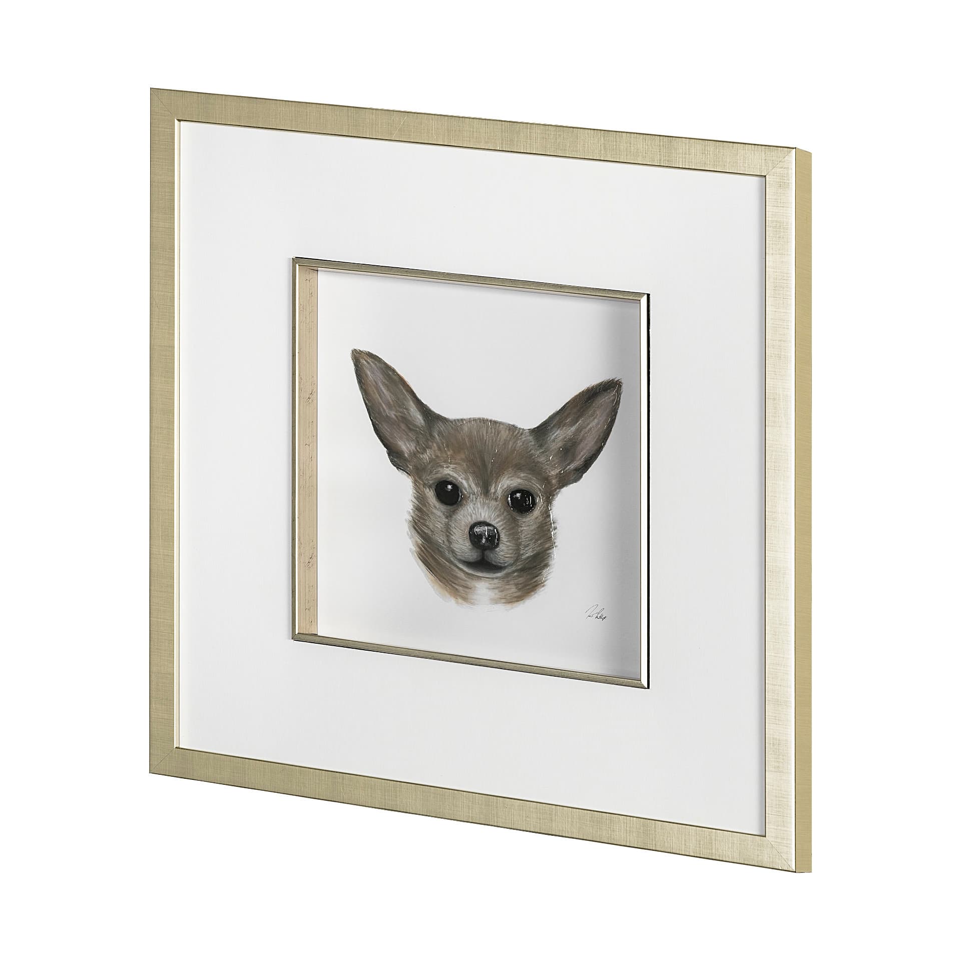 Charlote (Chihuahua) by Mercana Studio Hand Embellished Textured Framed Art Print Matted under Glass — product photograph