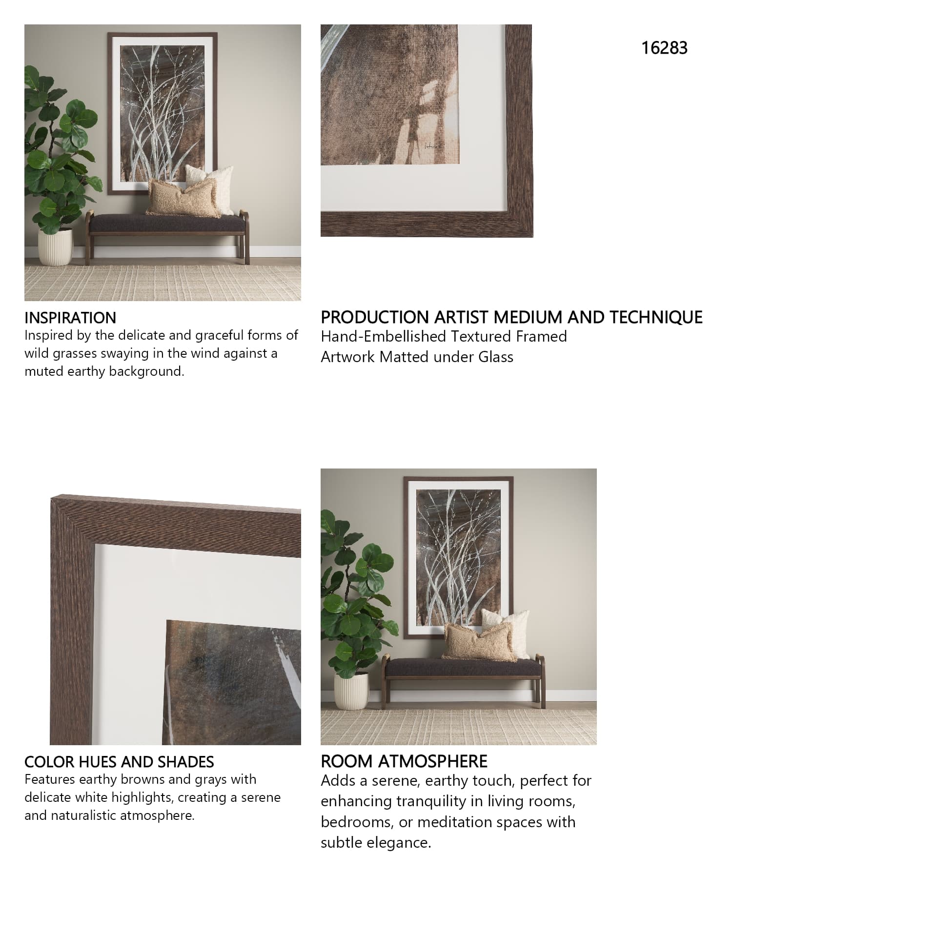 Ghost Grasses I by Mercana Studio Hand-Embellished Textured Framed Artwork Matted under Glass — product photograph