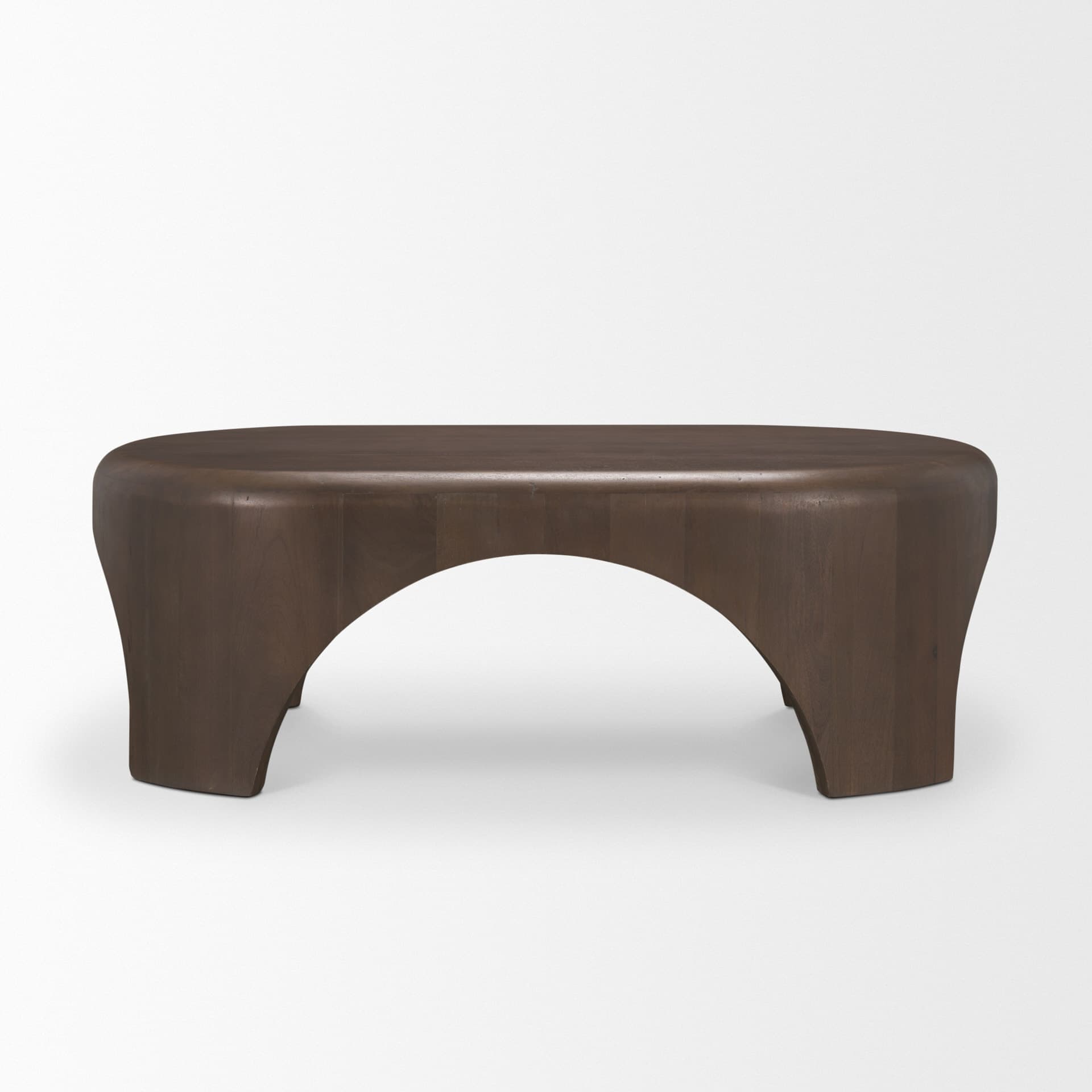 Shima Oval Dark Brown Wood w/ Arched Legs Coffee Table — product photograph