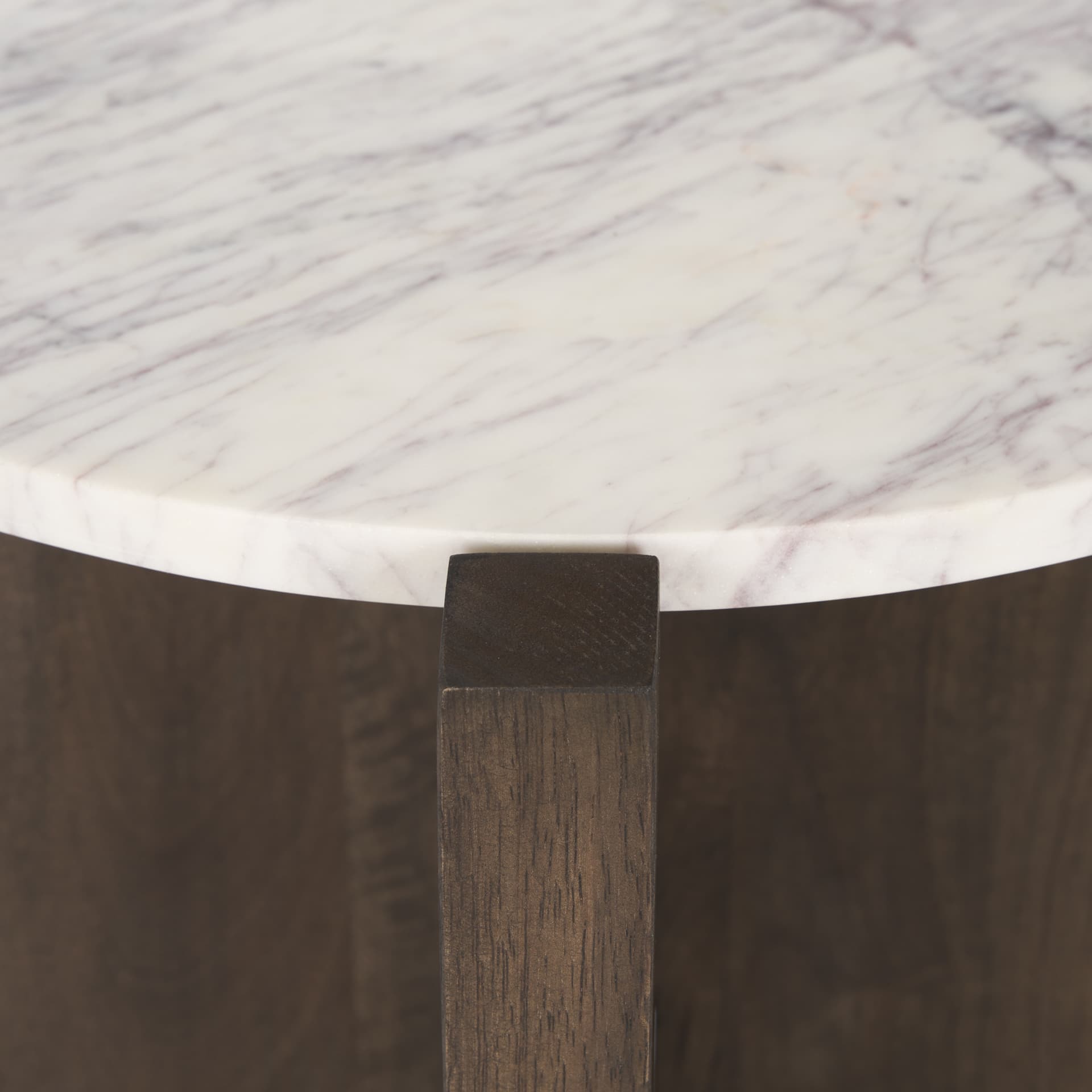Bianca Dark Brown Wood w/ Marble Round Accent Table — product photograph