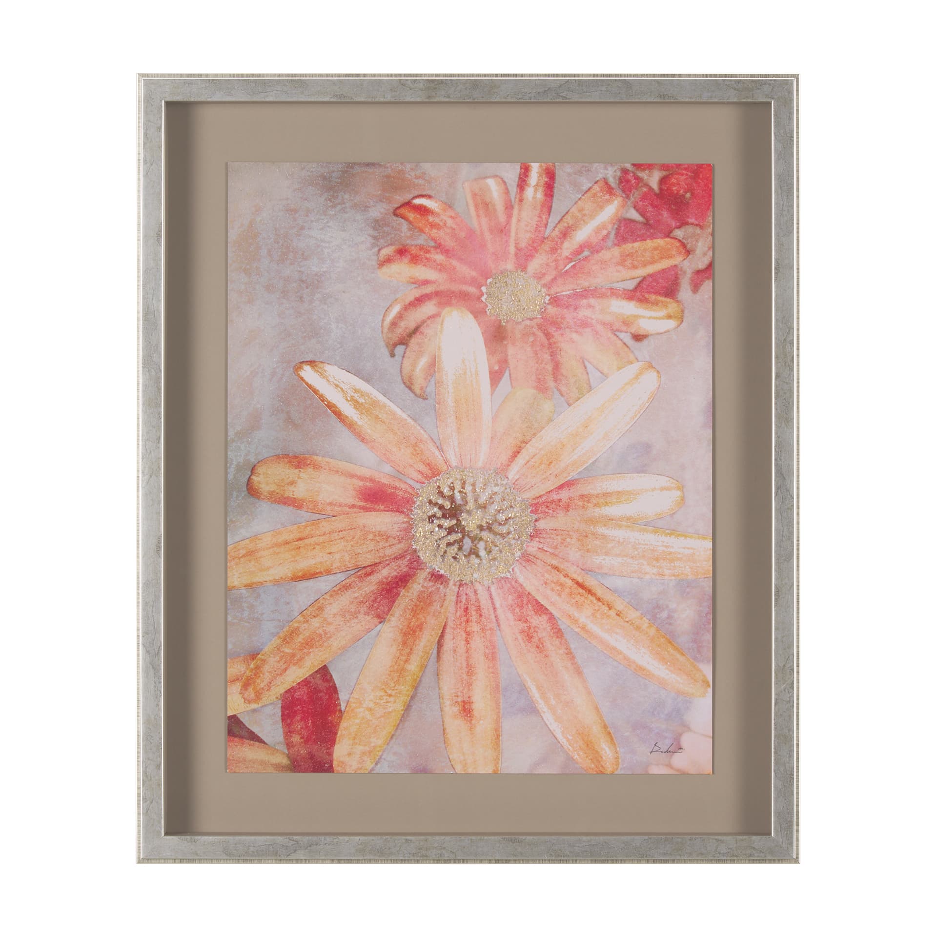 Subtle Florals II by Mercana Studio a Hand Embelished Textured Framed Art Print Matted under Glass — product photograph