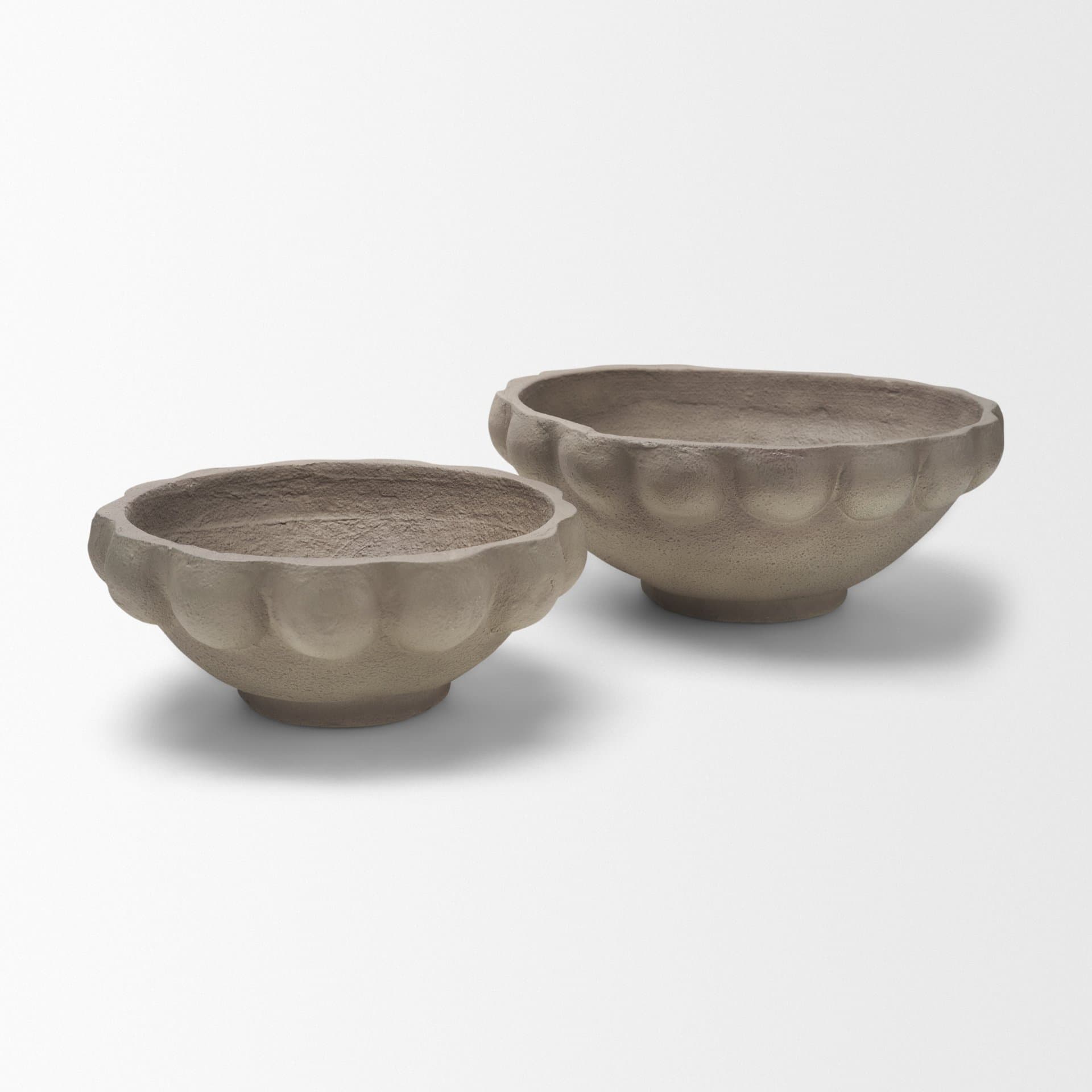 Konya Large Earthen Gray-Brown Dotted Paper Mache Centerpiece Bowl — product photograph