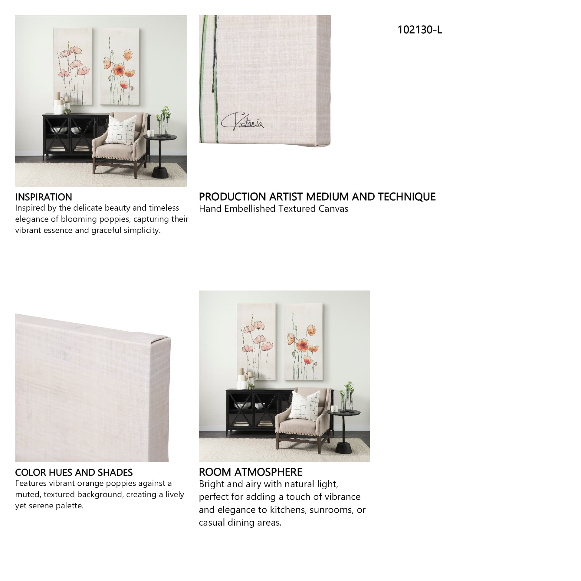 Meadow flowers I by Mercana Studio a Hand Embellished Textured Canvas — in a styled room