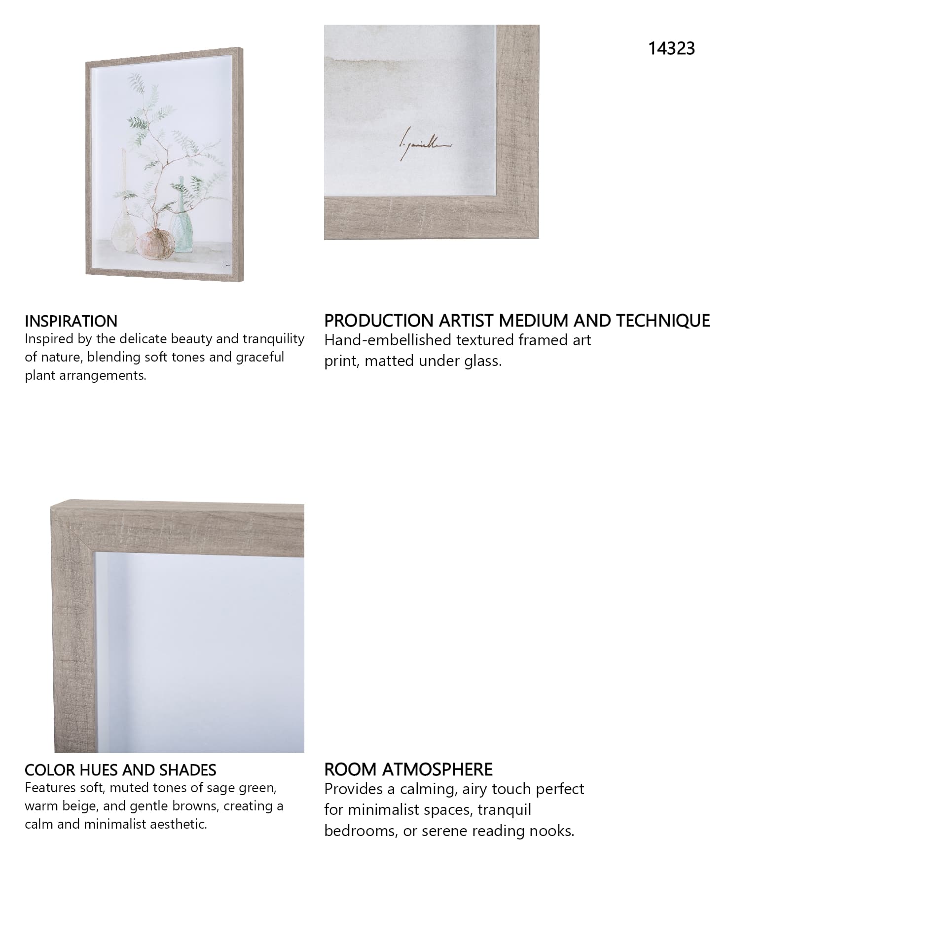 Boho BranchesI by Mercana Studio a Hand Embellished Textured Framed Art Print Matted under Glass — in a styled room