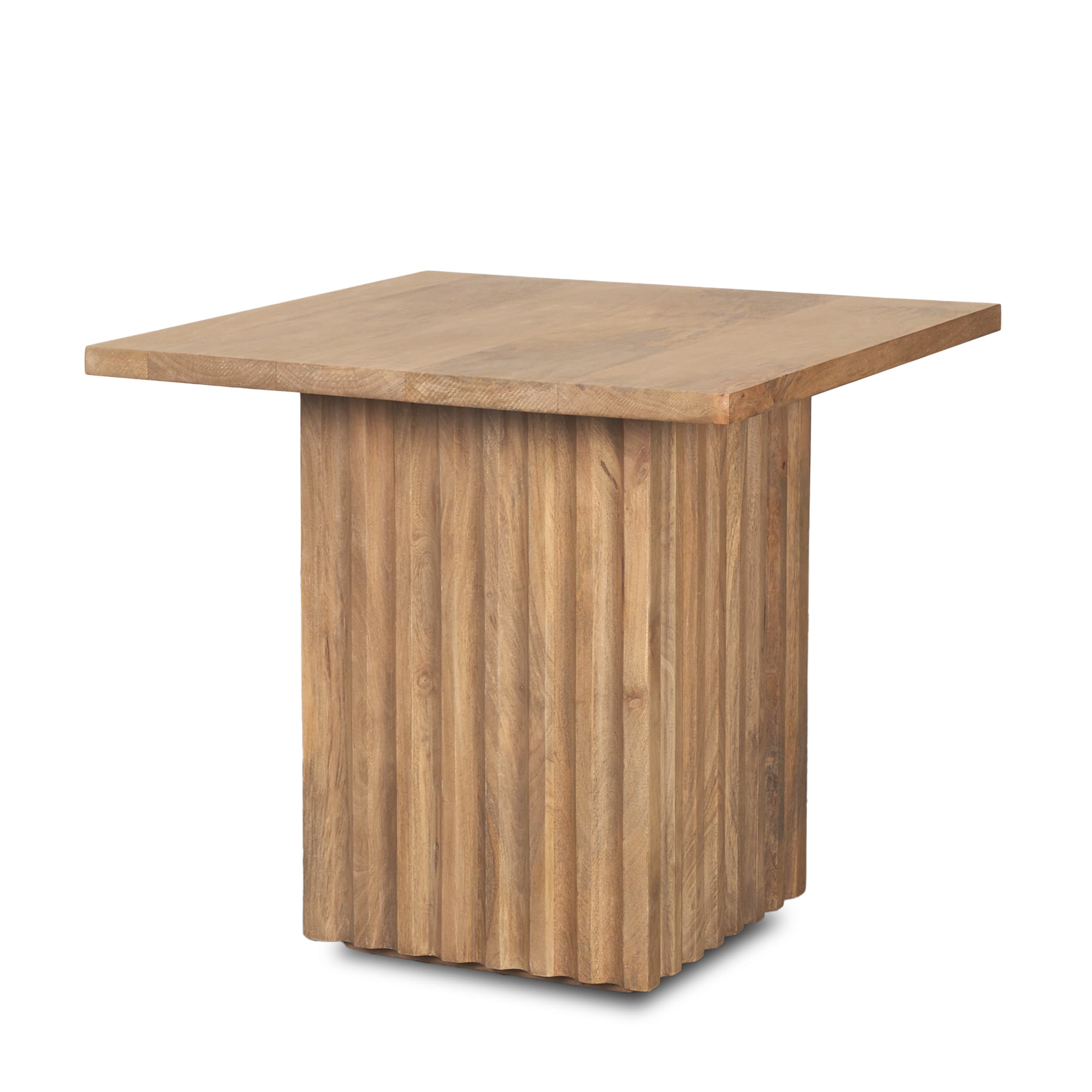 June Light Brown Wood w/ Fluting Square Side Table — product photograph