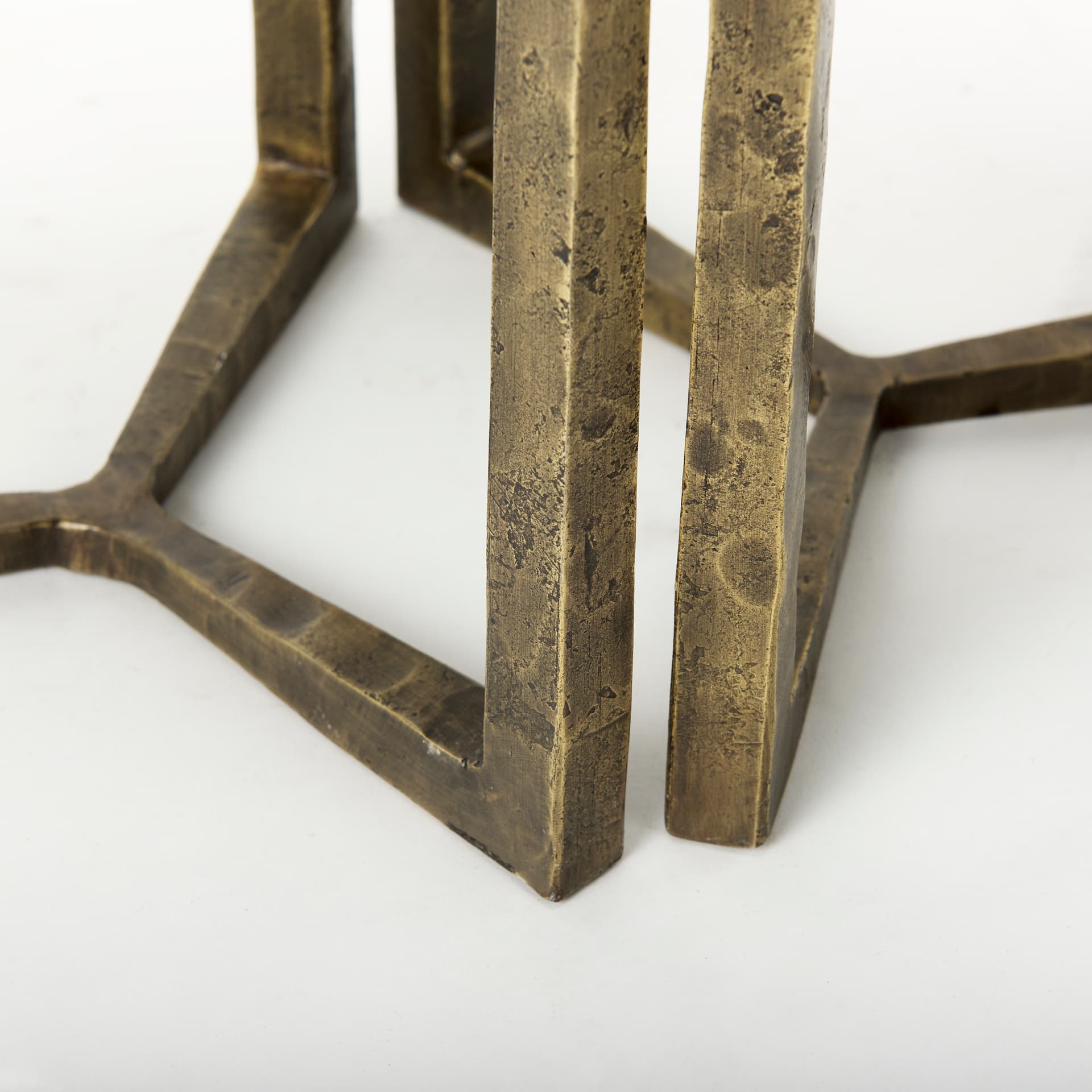 Atticus Black Wood and Antiqued Gold Metal Nesting Accent Tables (Set of 2) — product photograph