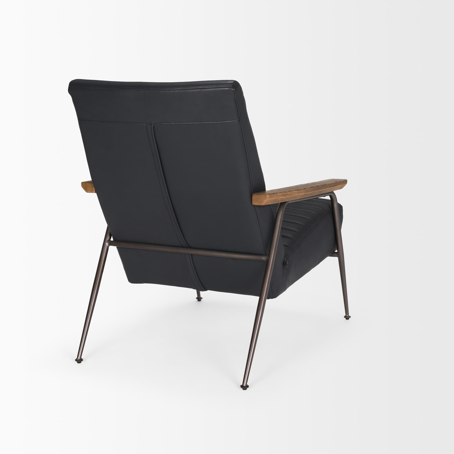 Grosjean Black Leather w/ Black Metal Frame Accent Chair — product photograph