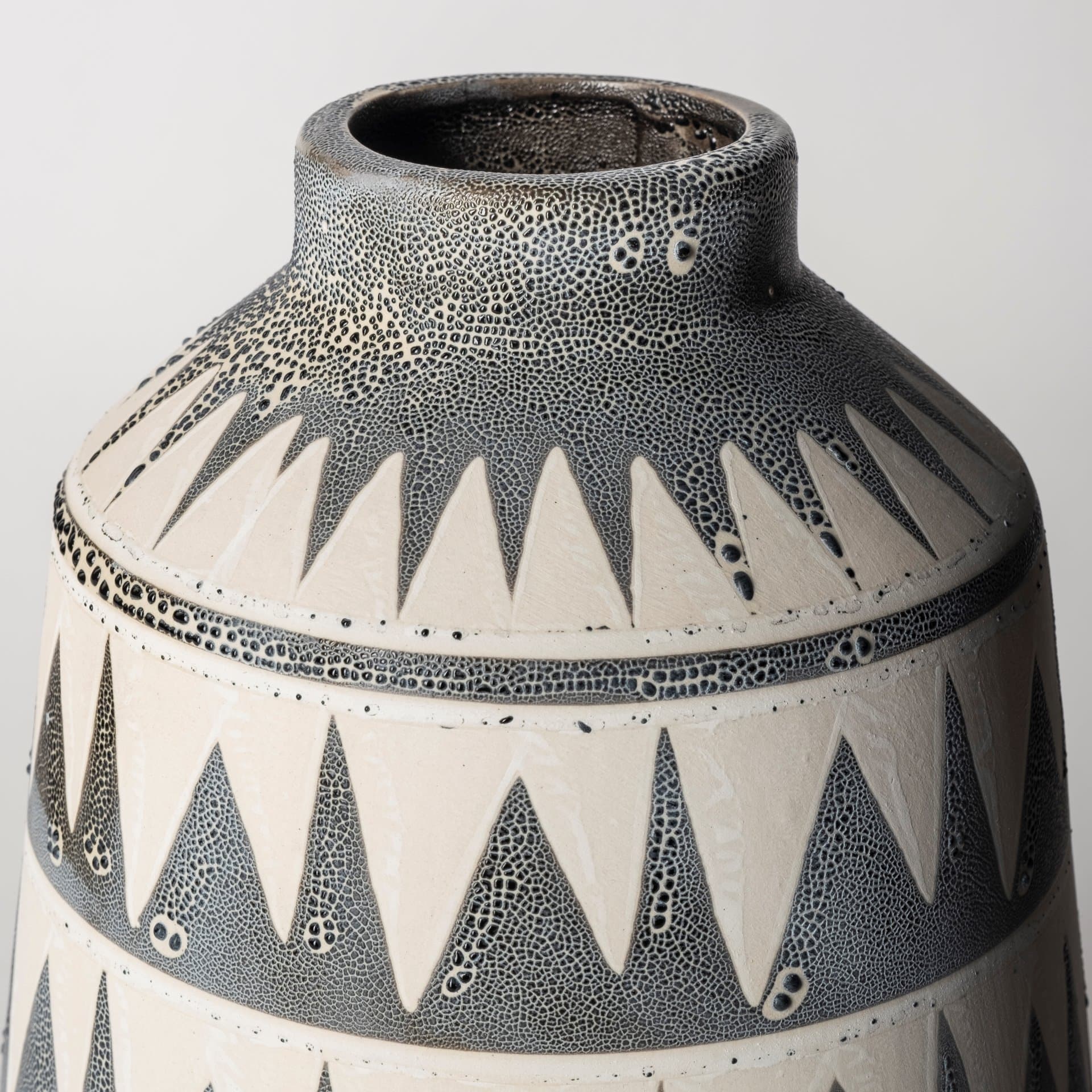 Delaney Large Gray Patterned Ceramic Vase — product photograph