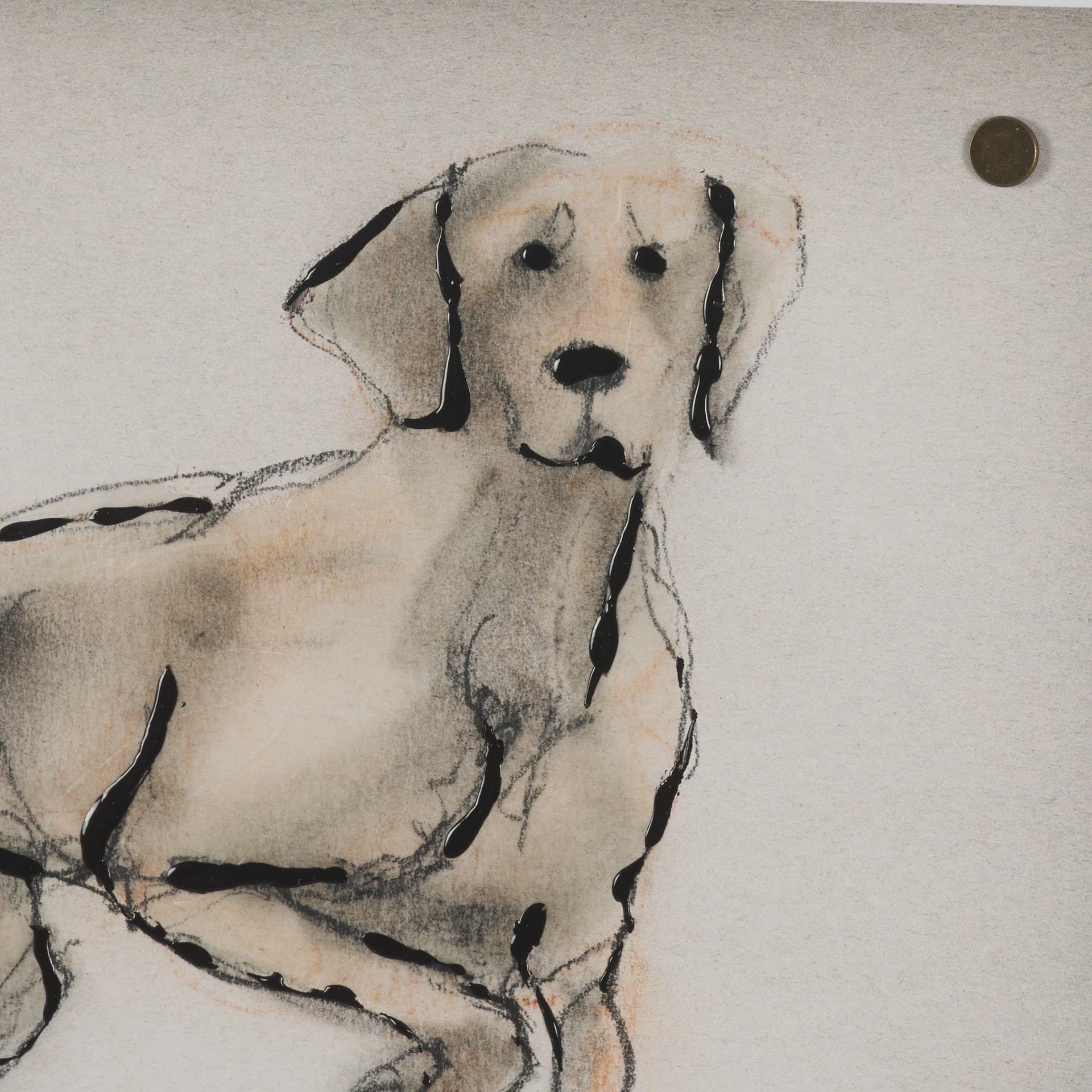 Playful Pup V by Mercana Studio Hand Embelished Framed Artwork Matted under Glass — product photograph