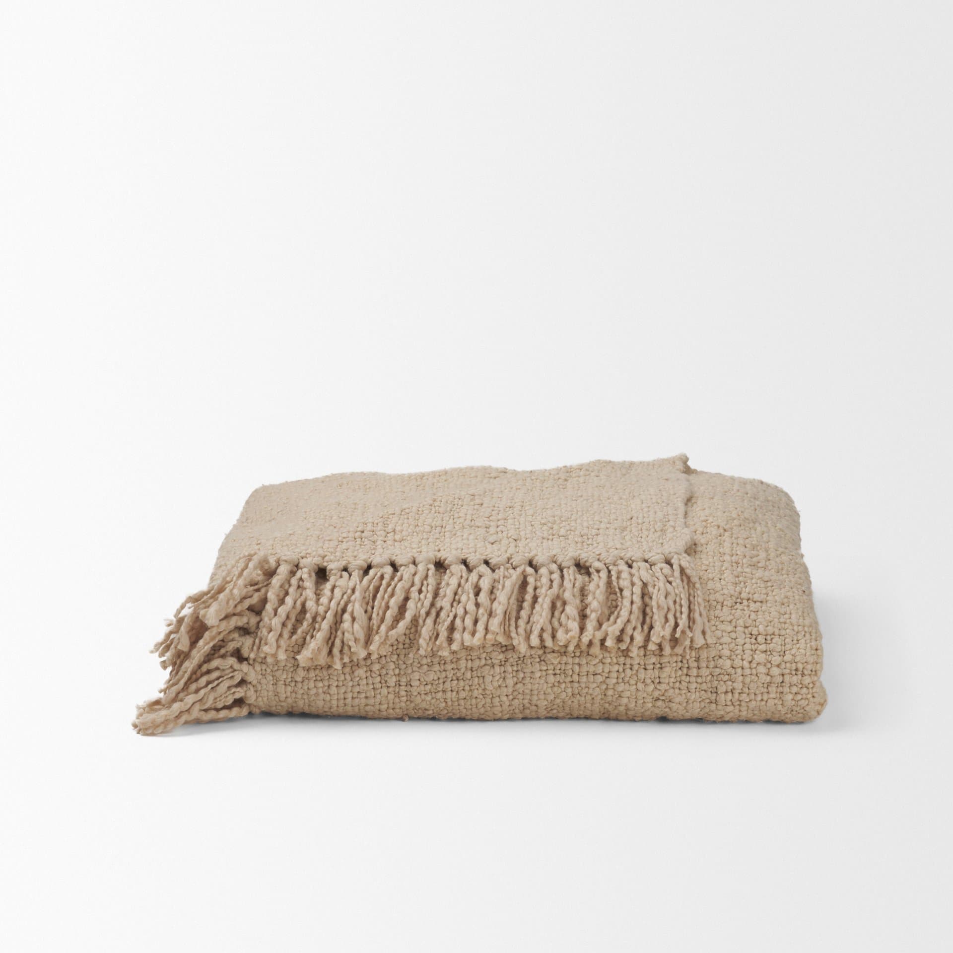 Kambal Light Beige Woven Cotton Throw Blanket — product photograph