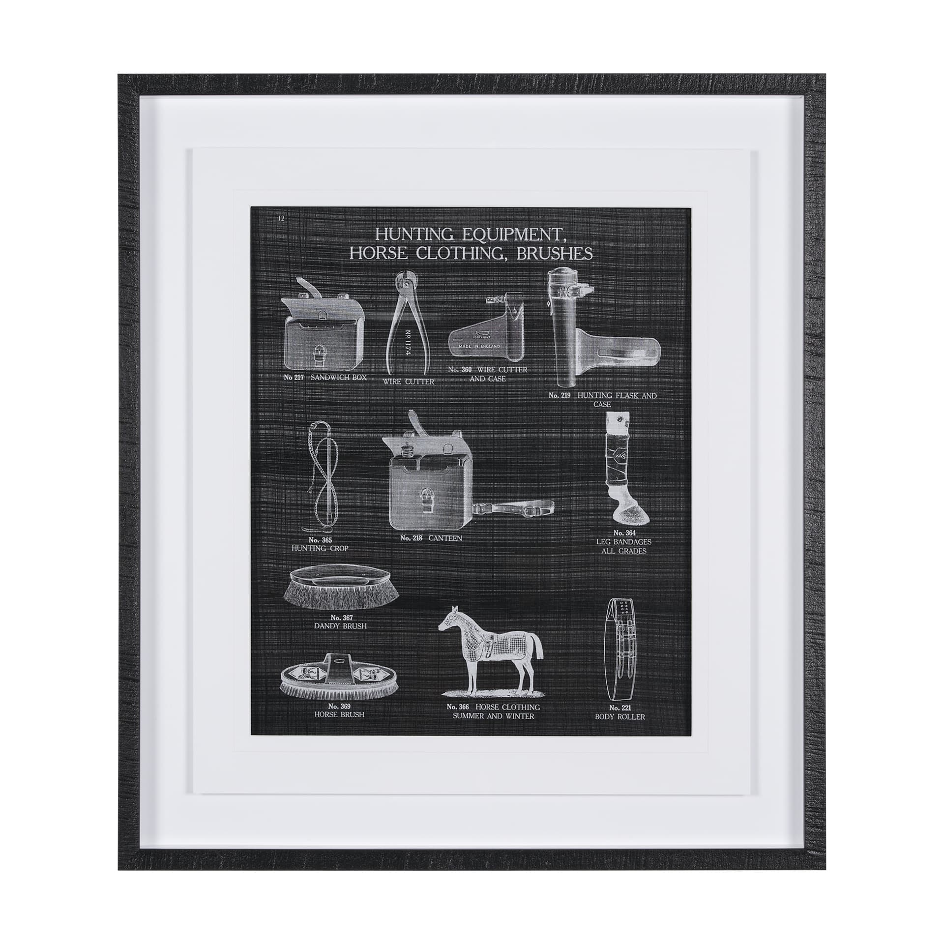 Equestrian Riding IV BW Horse by Mercana Studio Hand Embellished Framed Art Print Matted under Glass — product photograph